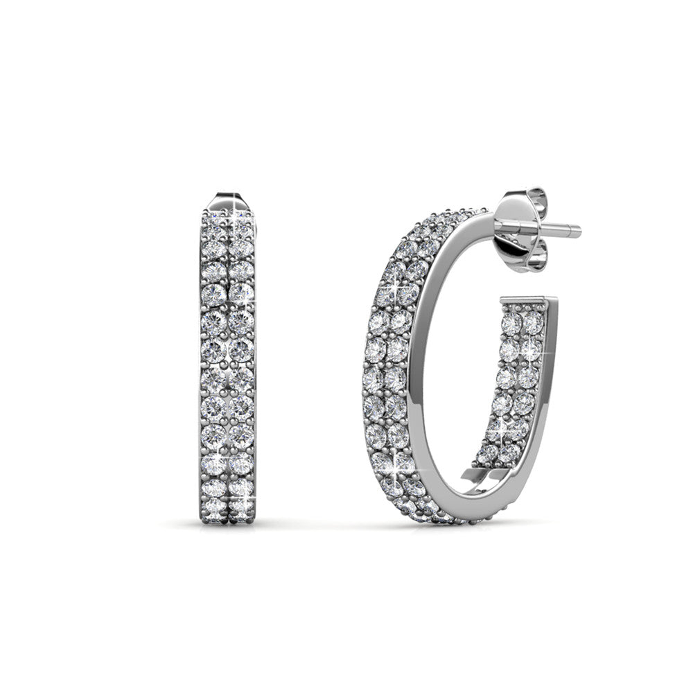 Grace 18k White Gold Plated 19mm Hoop Earrings with Swarovski Crystals