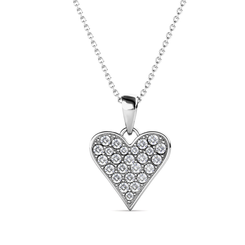 Cecilia 18k White Gold Plated Heart Pendant Necklace with Swarovski Crystals