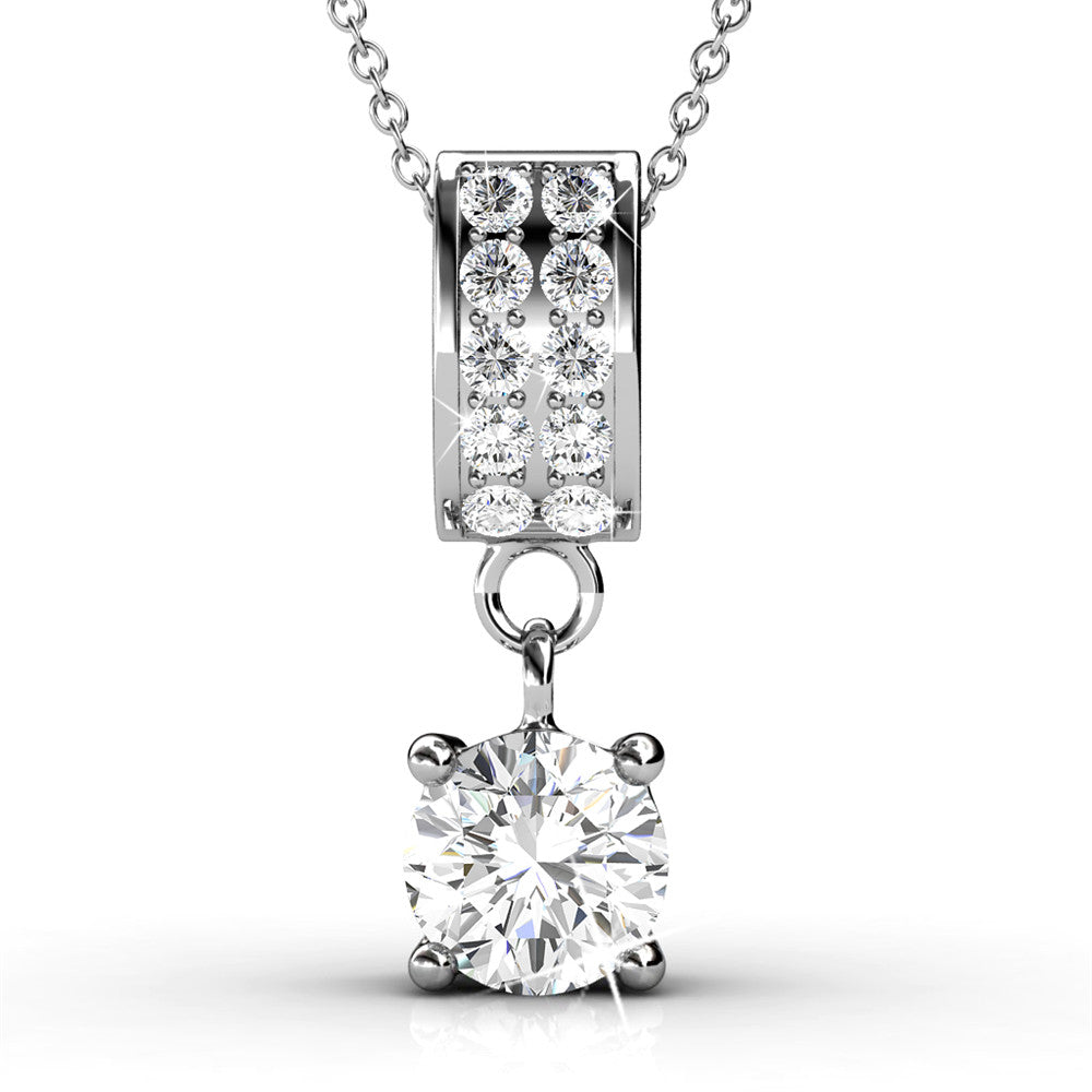 Monroe 18k White Gold Pendant Necklace with Round Cut Swarovski Crystals