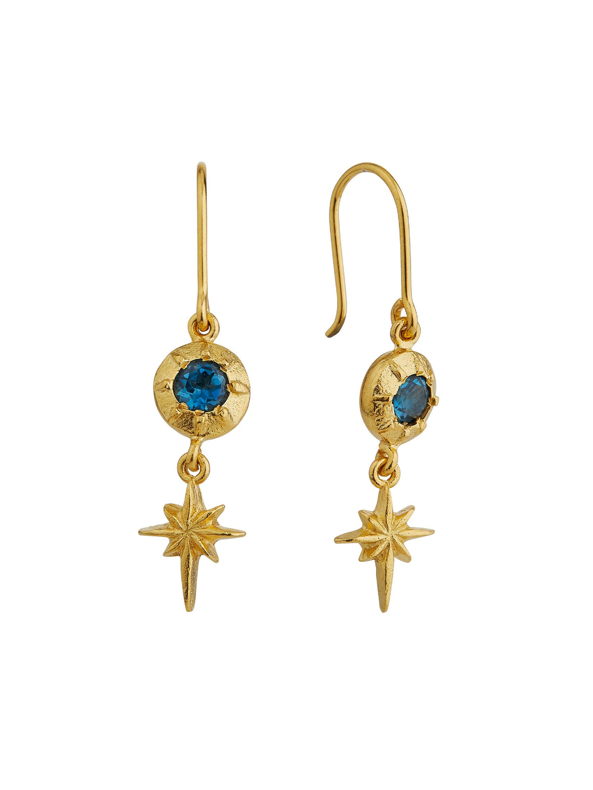 Guiding Star Blue Topaz Hook Earrings