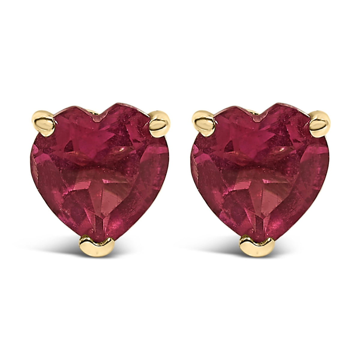 14K Gold 5MM Heart Cut Gemstone Solitaire Stud Earrings