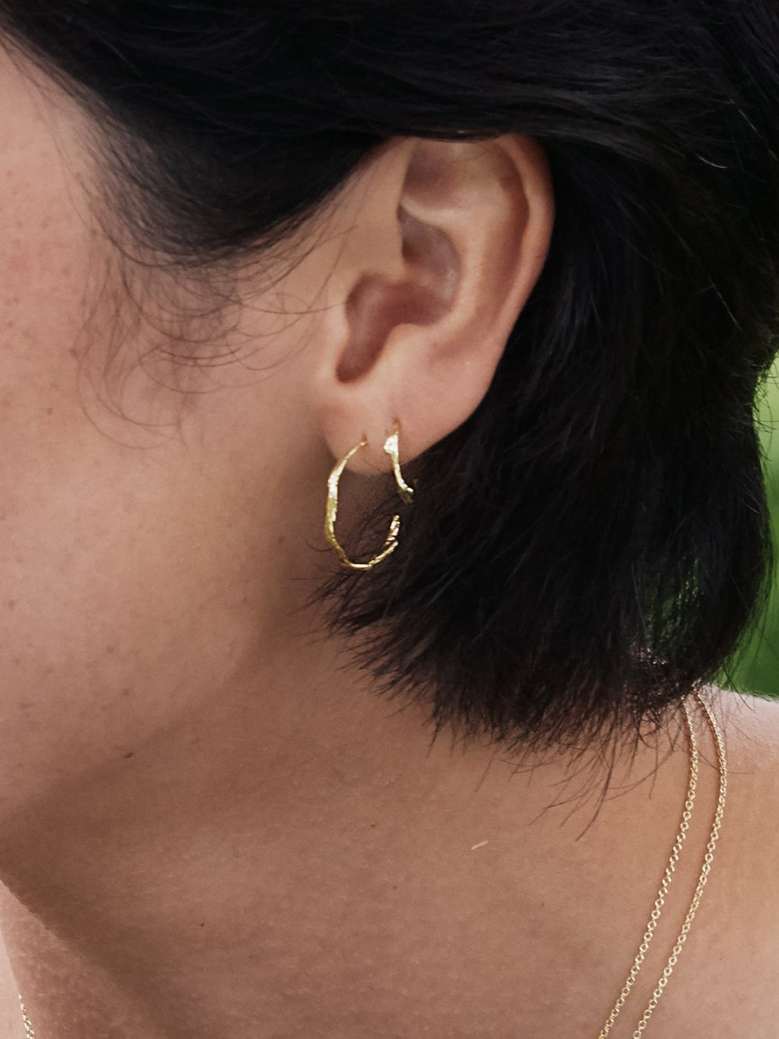 Fine Wild Grass Hoop Earrings