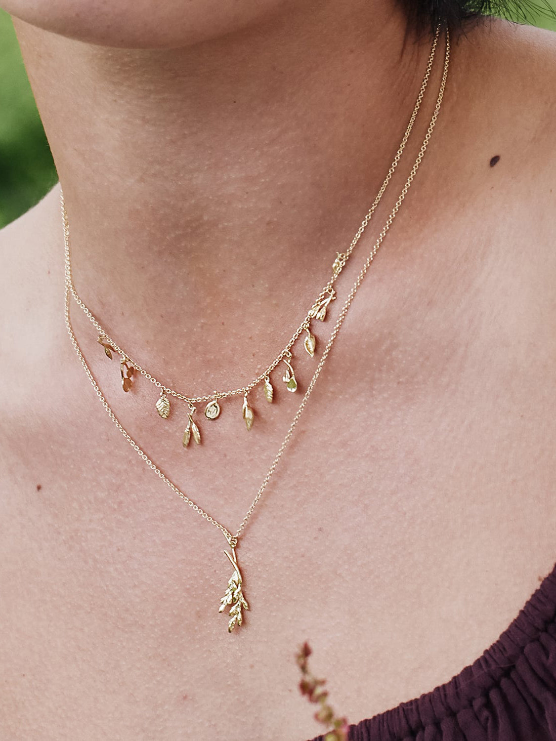 Autumn Stroll Necklace with Eleven Seed Charms