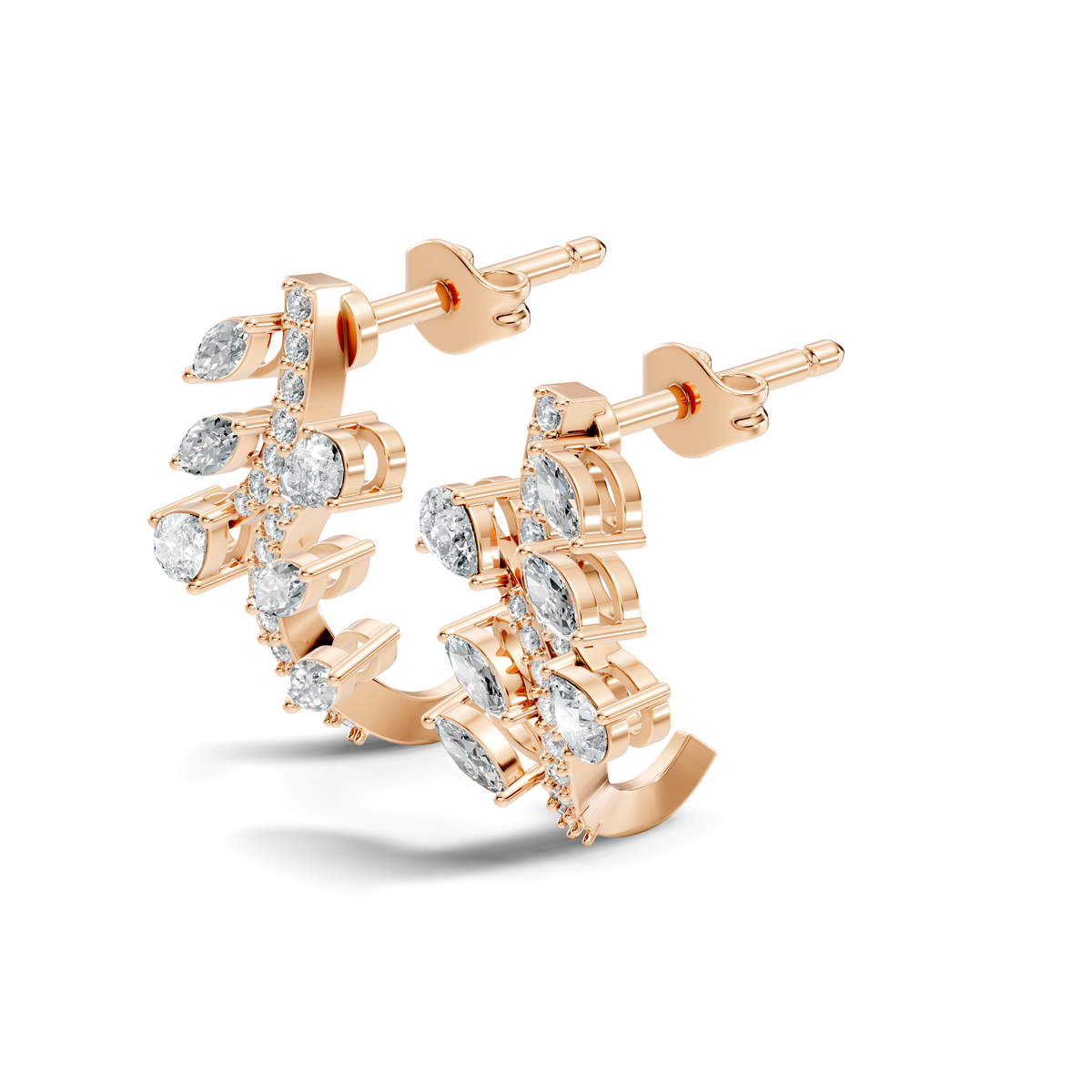 1.24Ct Round-Cut Lab-grown and Natural Diamond Vintage Studs in 10K Yellow Gold