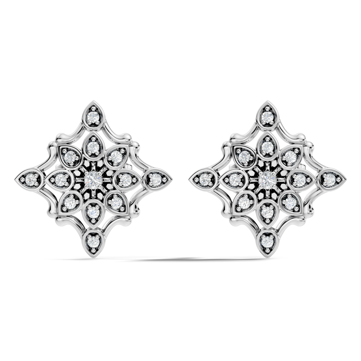 1.24Ct Round-Cut Lab-grown and Natural Diamond Vintage Studs in 10K White Gold