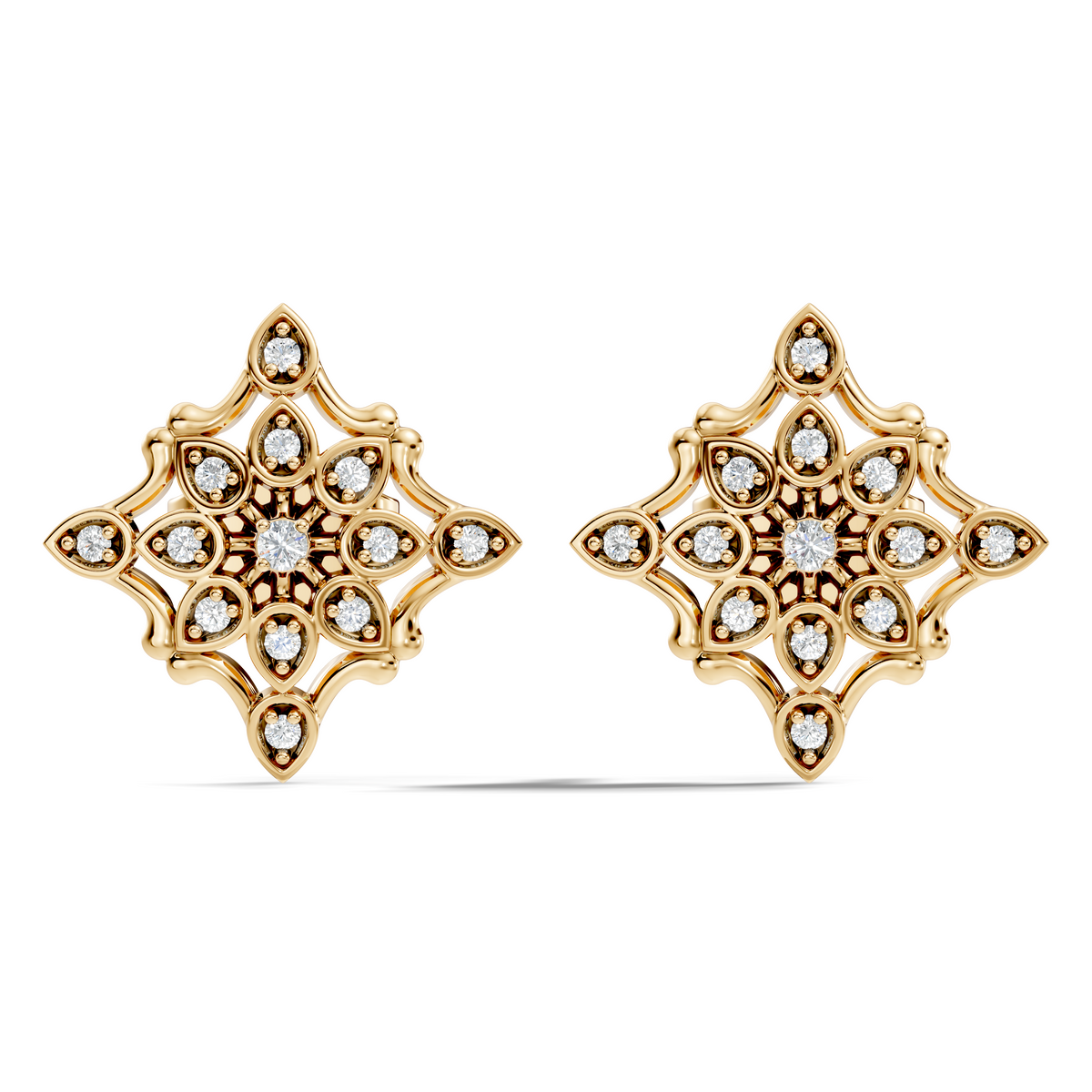 1.24Ct Round-Cut Lab-grown and Natural Diamond Vintage Studs in 10K White Gold