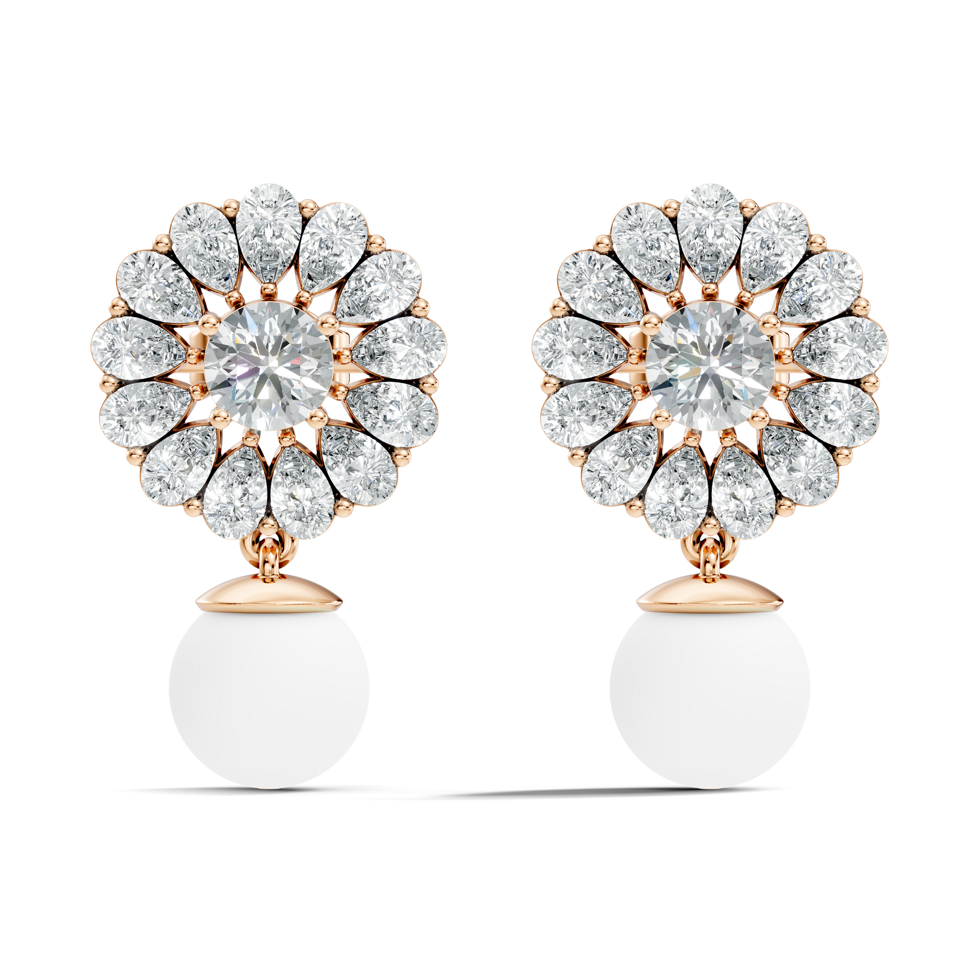 Pear-Cut Lab-grown Diamond Halo Earrings in 10K White Gold
