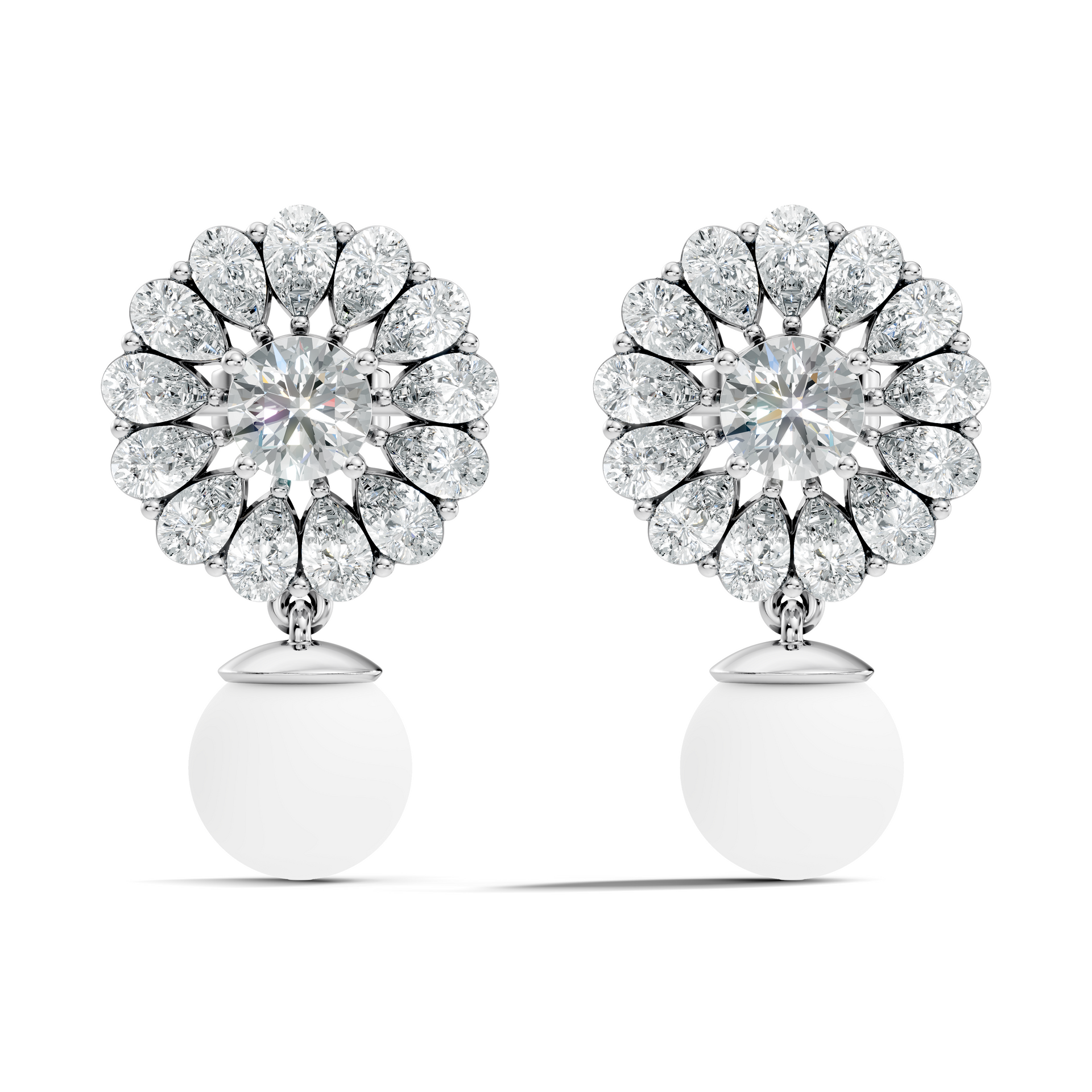 Pear-Cut Lab-grown Diamond Halo Earrings in 10K White Gold