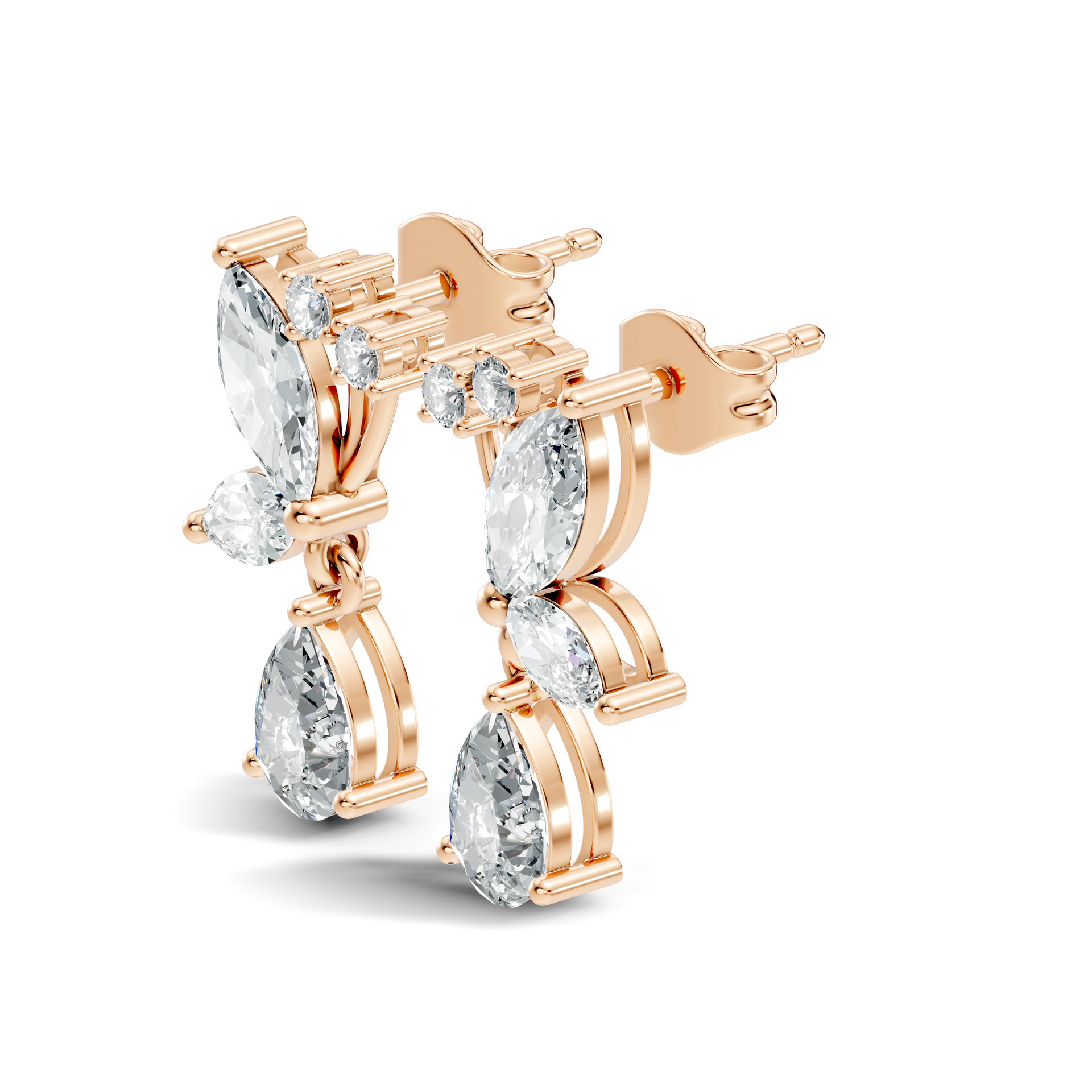 Pear-Cut Lab-grown Diamond Stud Drop Earrings in 10K White Gold