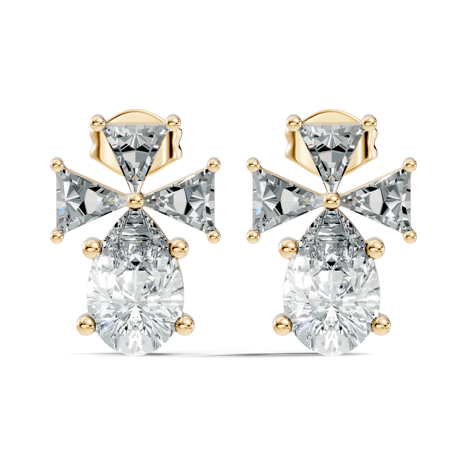 Marquise-Cut Lab-grown Diamond Earrings in 10K Yellow Gold