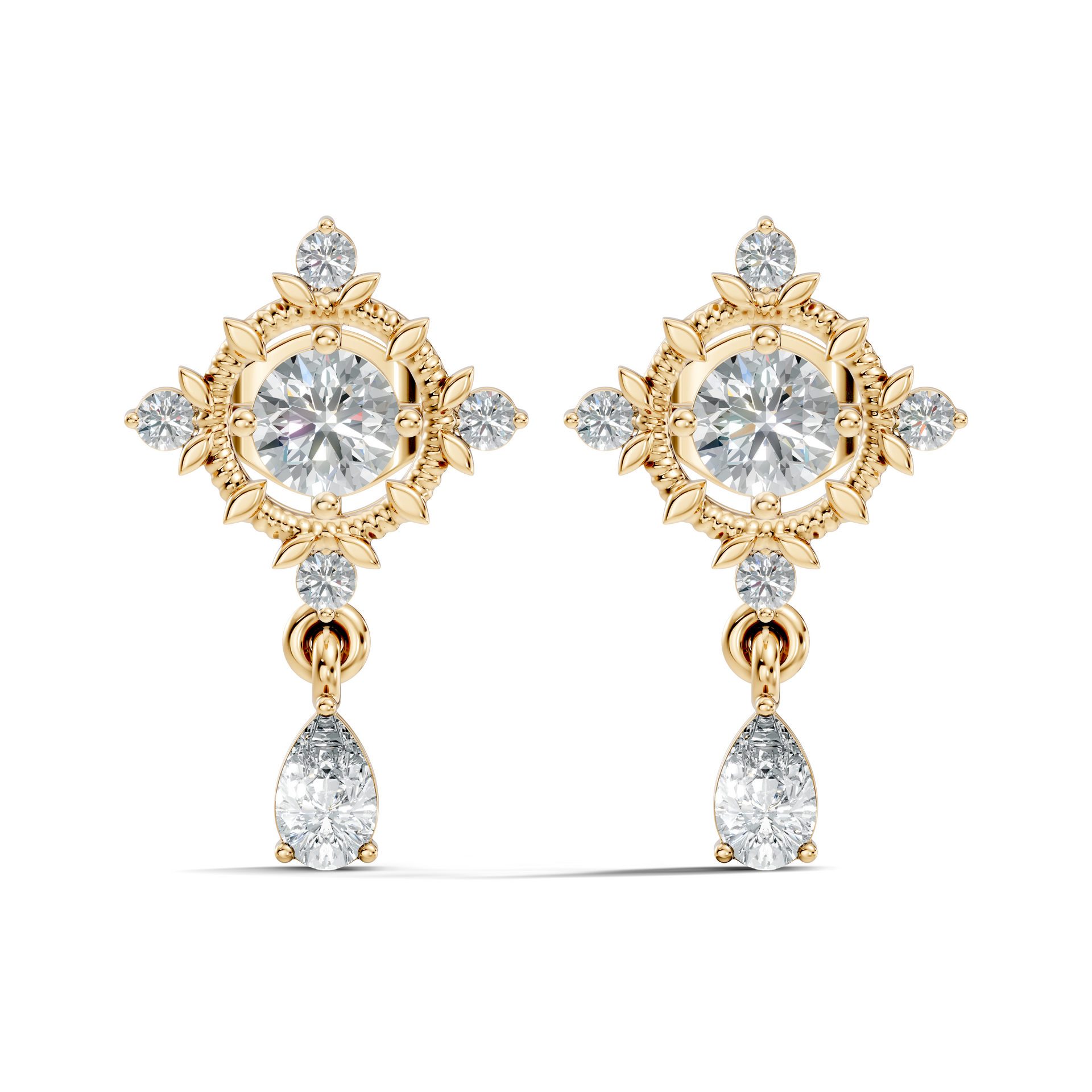Round-Cut Lab-grown Diamond Vintage Earrings in 10K Rose Gold