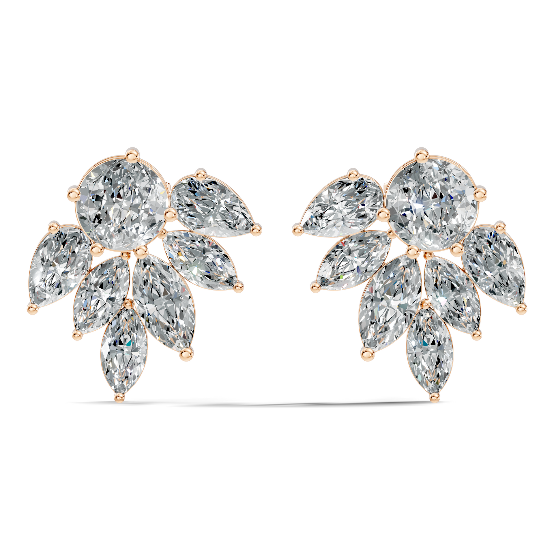 Marquise-Cut Lab-grown Diamond Vintage Earrings in 10K Rose Gold