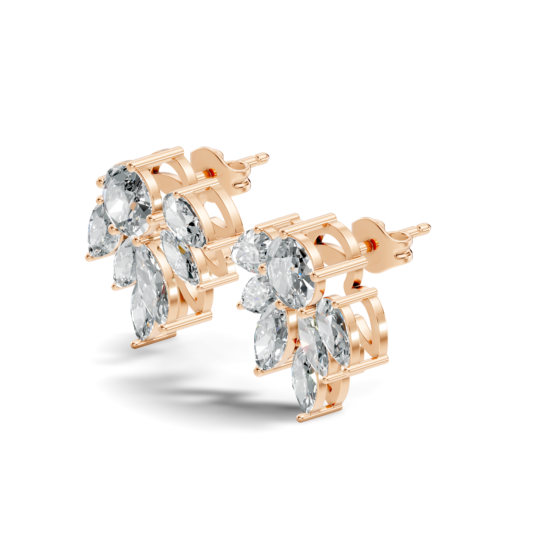 Marquise-Cut Lab-grown Diamond Vintage Earrings in 10K Rose Gold