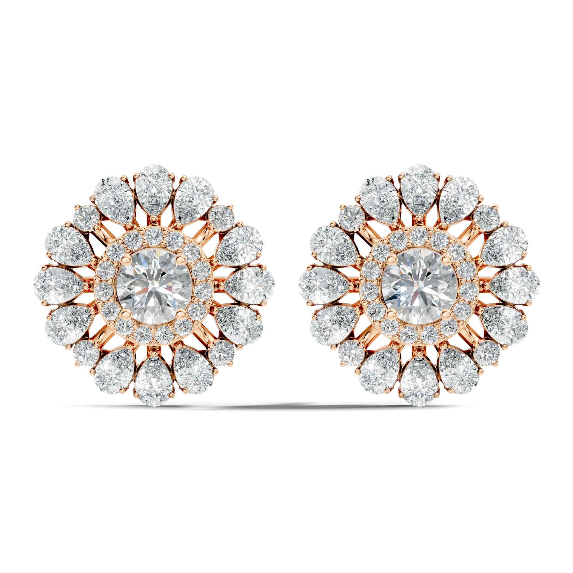 Marquise-Cut Lab-grown Diamond Vintage Earrings in 10K Rose Gold