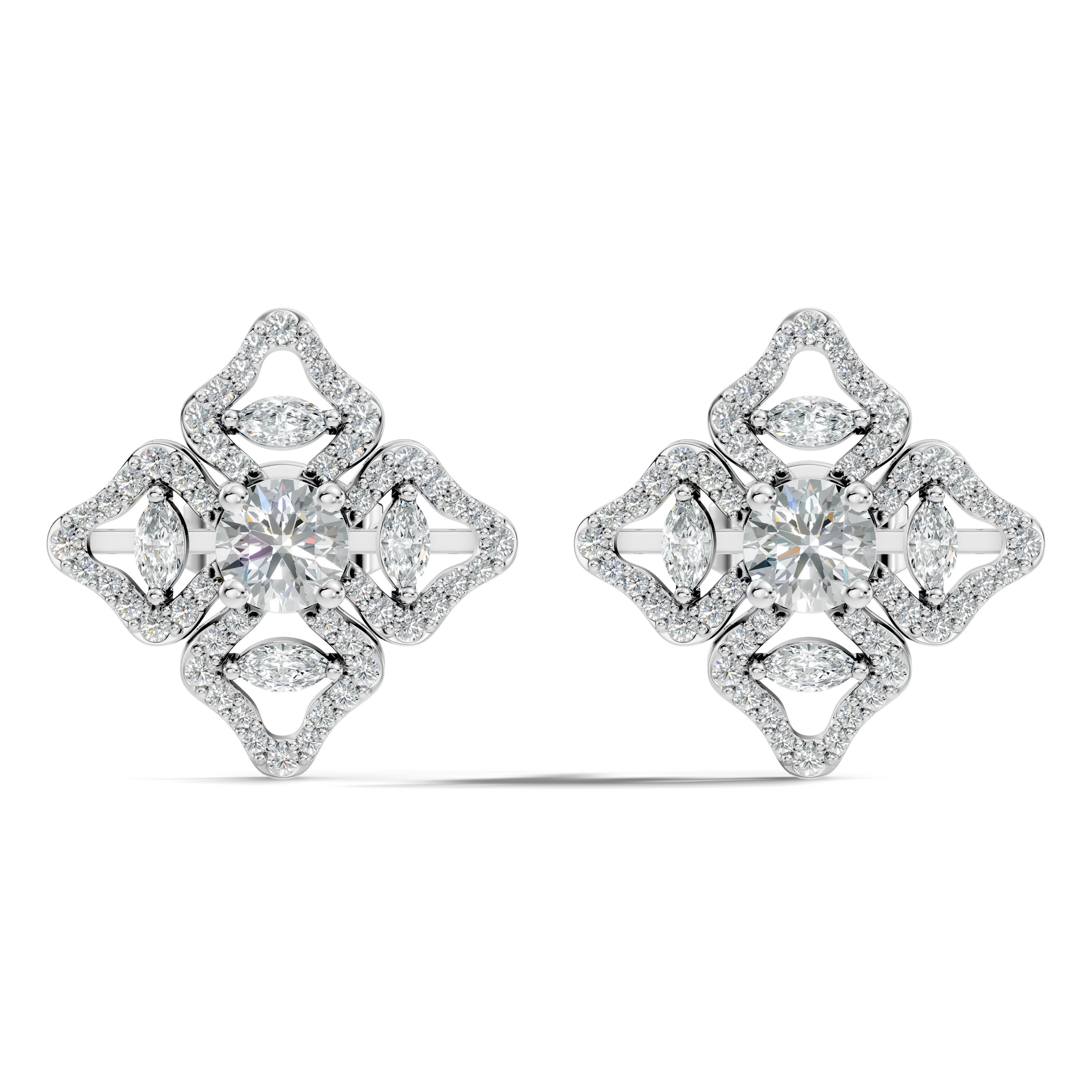 3.24Ct Marquise-Cut Lab-grown Diamond Stud Earrings in 10K Yellow Gold