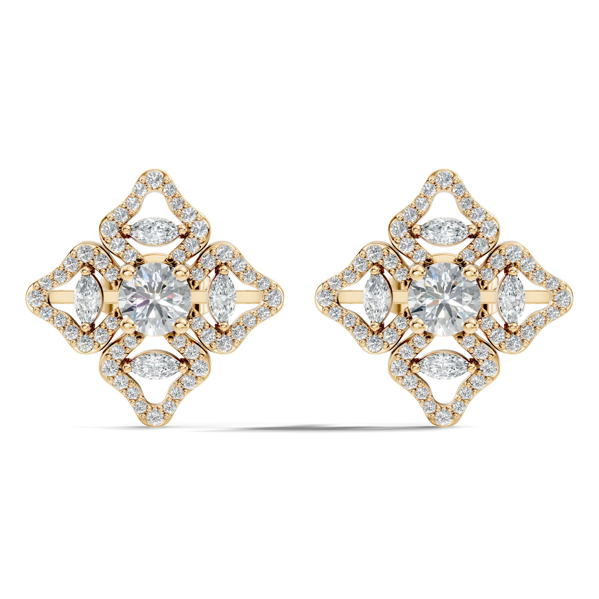 3.24Ct Marquise-Cut Lab-grown Diamond Stud Earrings in 10K Yellow Gold