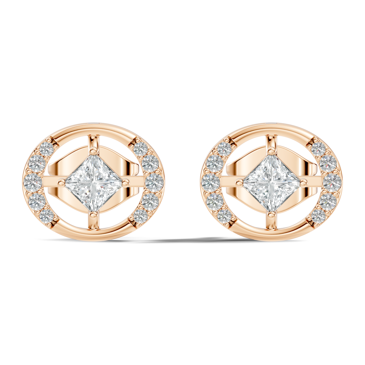 Round-Cut Lab-grown Diamond Vintage Earrings in 14K White Gold