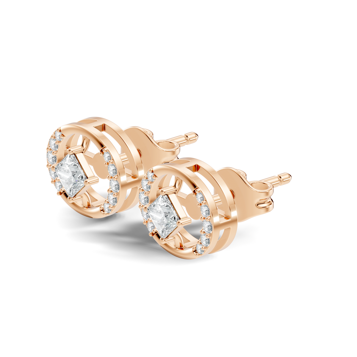 Round-Cut Lab-grown Diamond Vintage Earrings in 14K White Gold