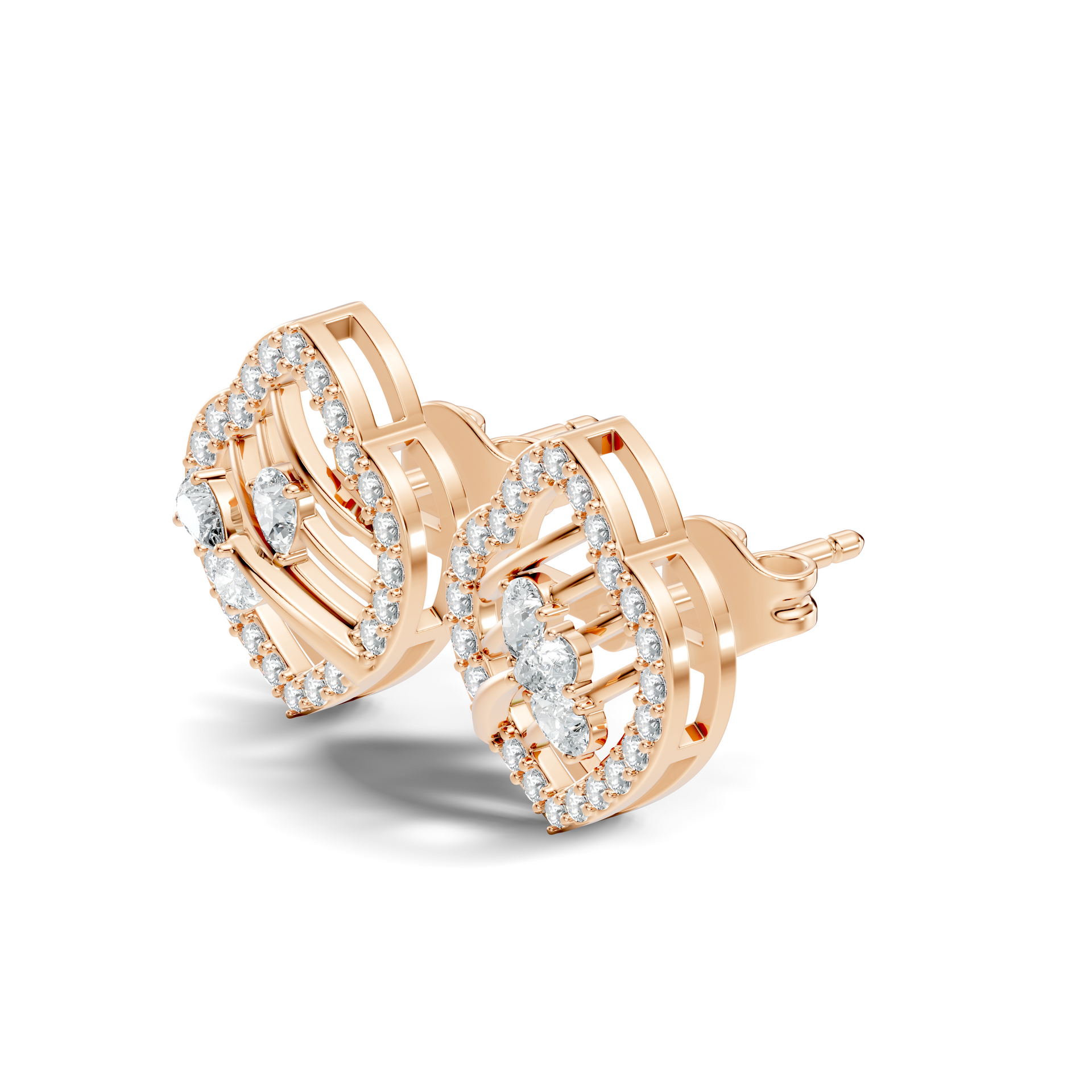 Round-Cut Lab-grown Diamond Vintage Earrings in 14K White Gold