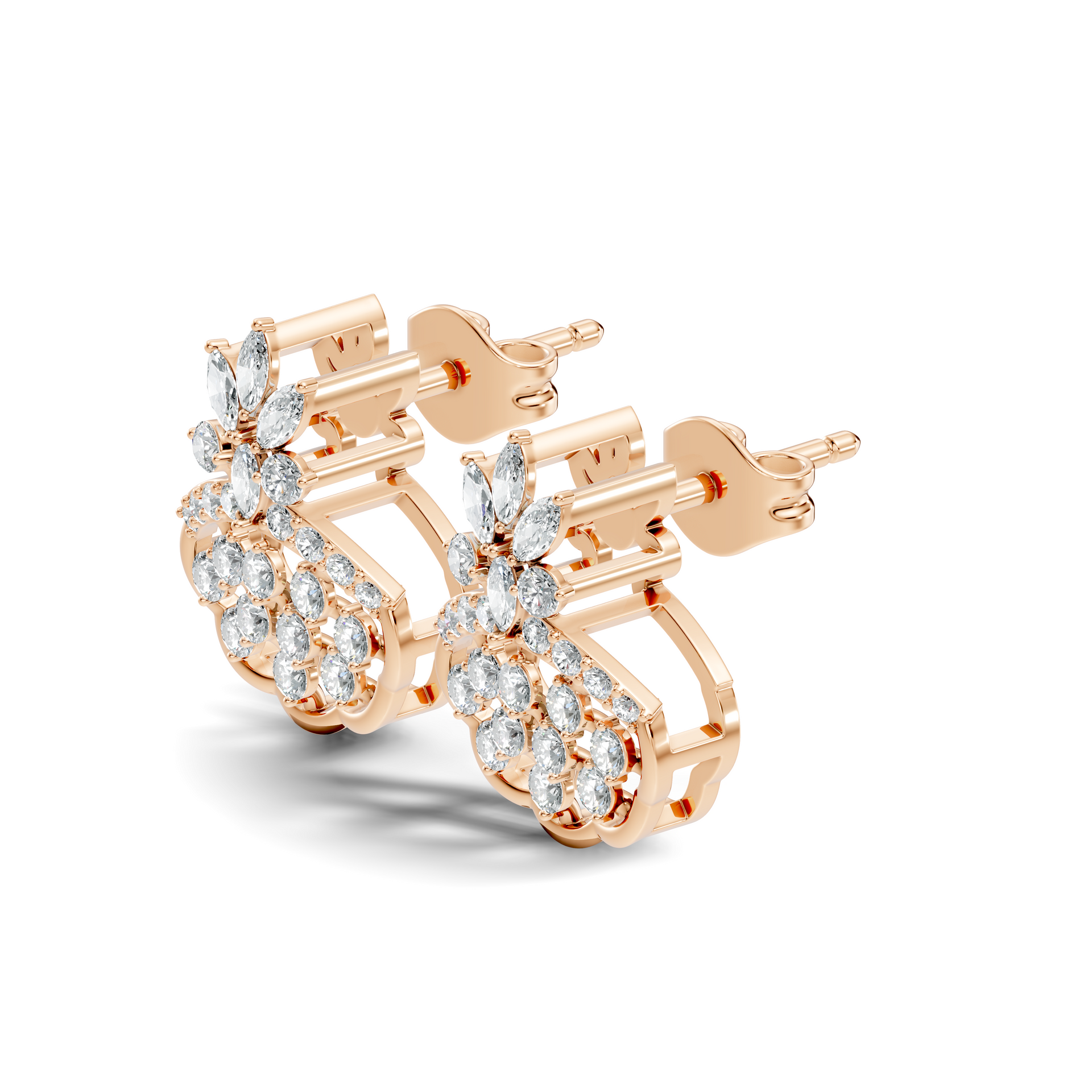 Marquise-Cut Lab-grown Diamond Vintage Studs in 14K White Gold