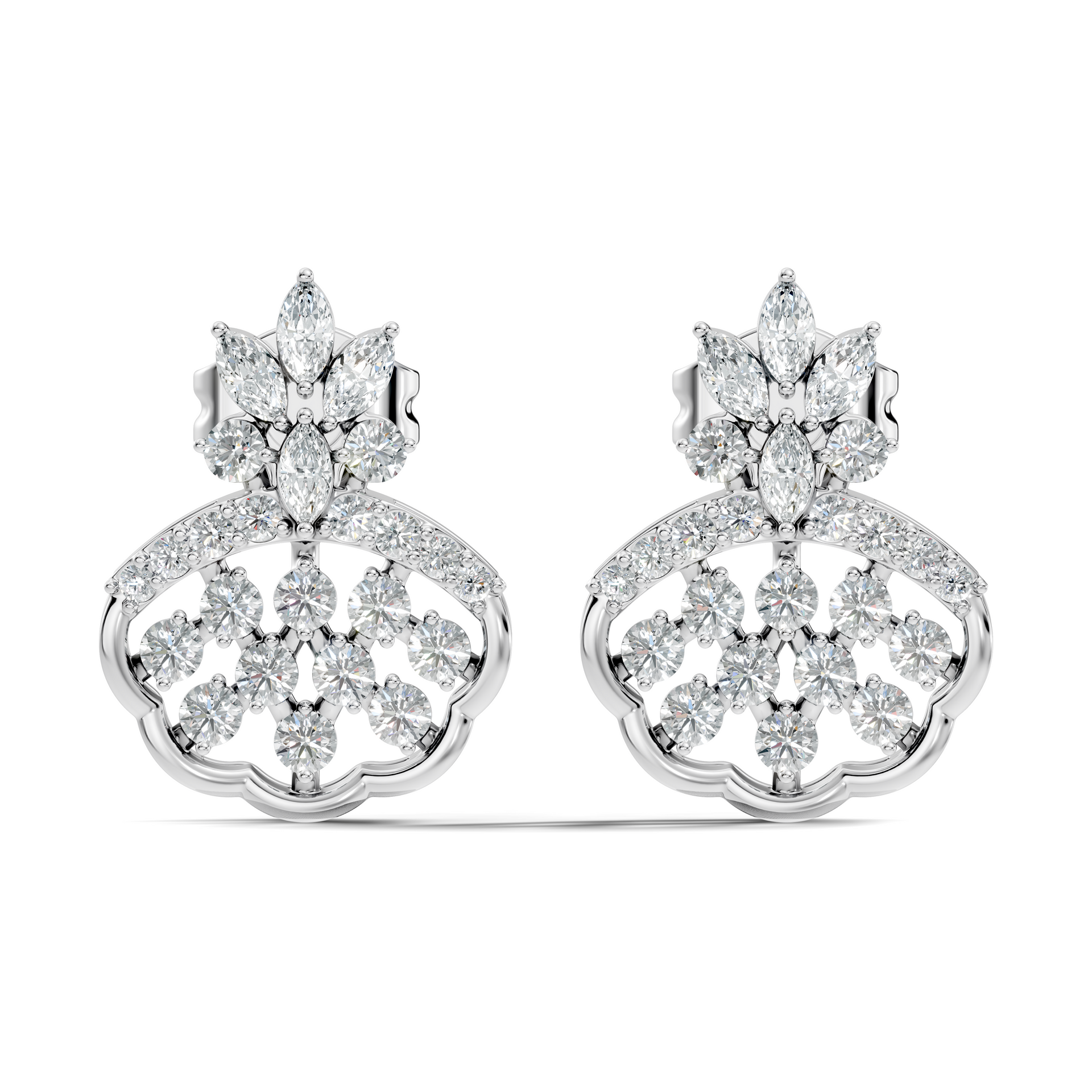 Marquise-Cut Lab-grown Diamond Vintage Studs in 14K White Gold