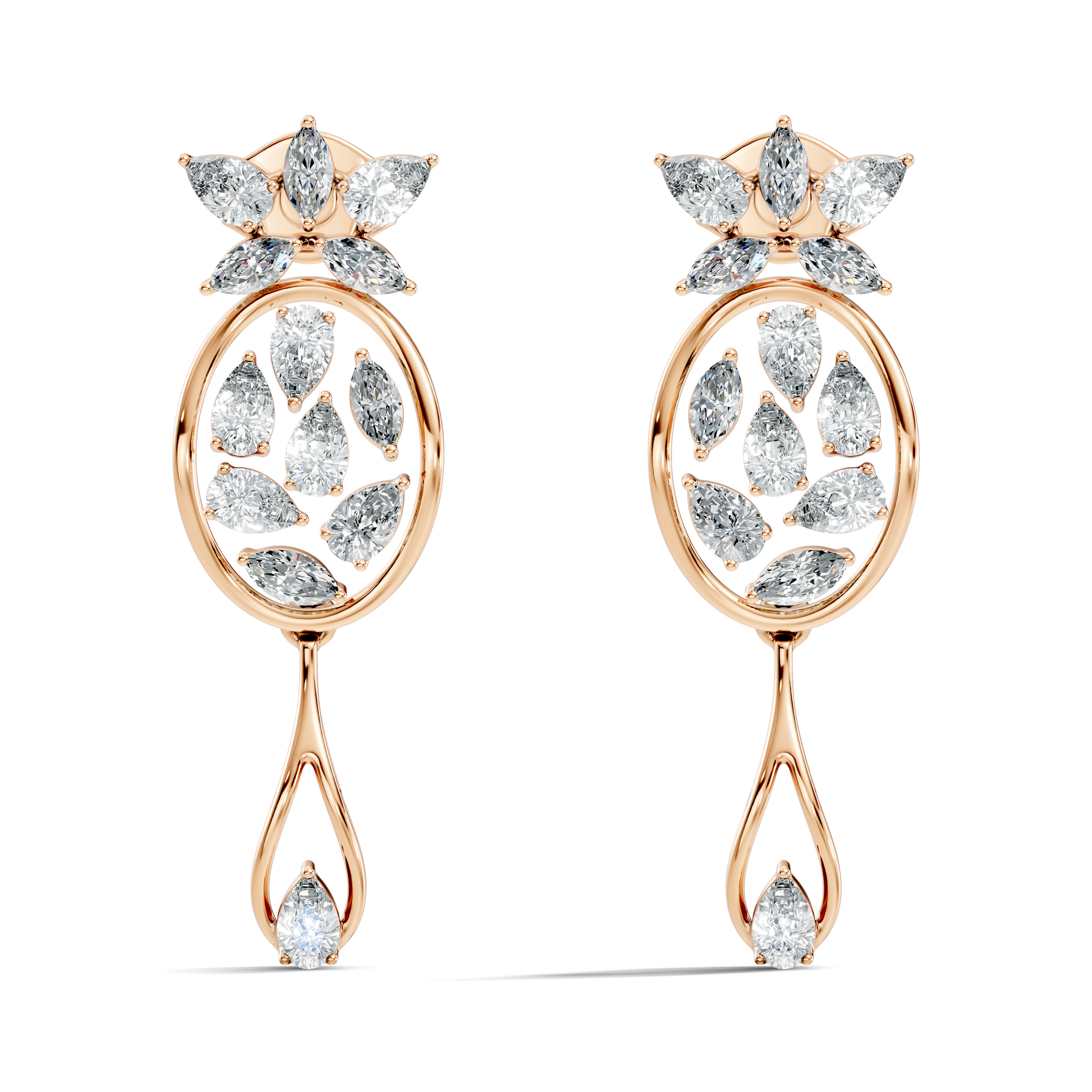 3.66Ct Marquise-Cut Lab-grown Diamond Vintage Earrings in 14K Gold