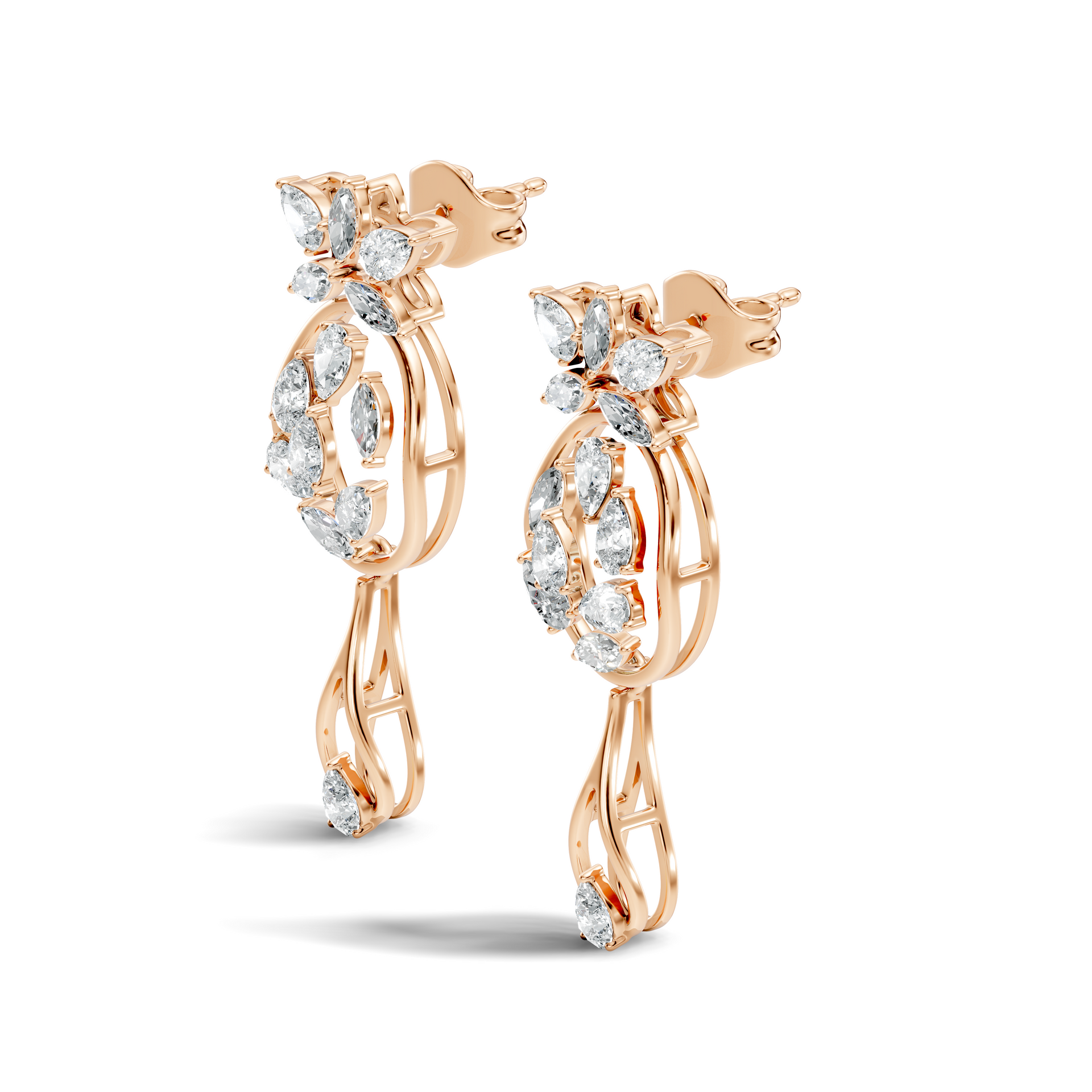 3.66Ct Marquise-Cut Lab-grown Diamond Vintage Earrings in 14K Gold