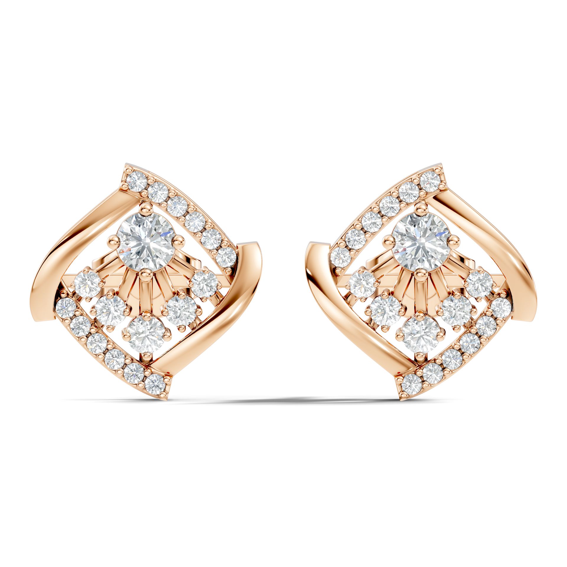 Round-Cut Lab-grown Diamond Vintage Earrings in 14K White Gold