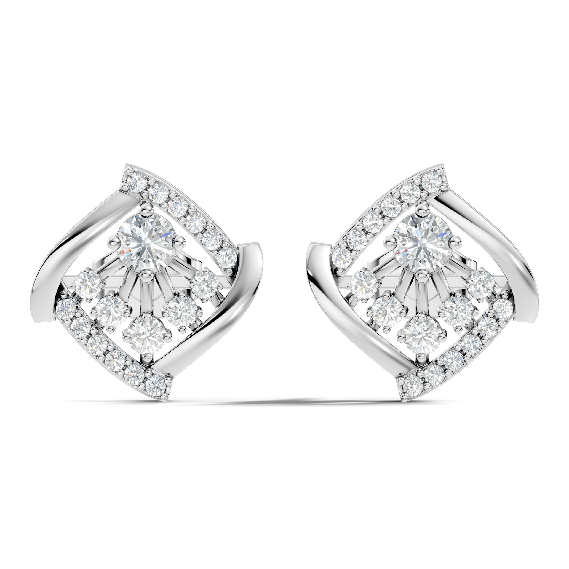 Round-Cut Lab-grown Diamond Vintage Earrings in 14K White Gold