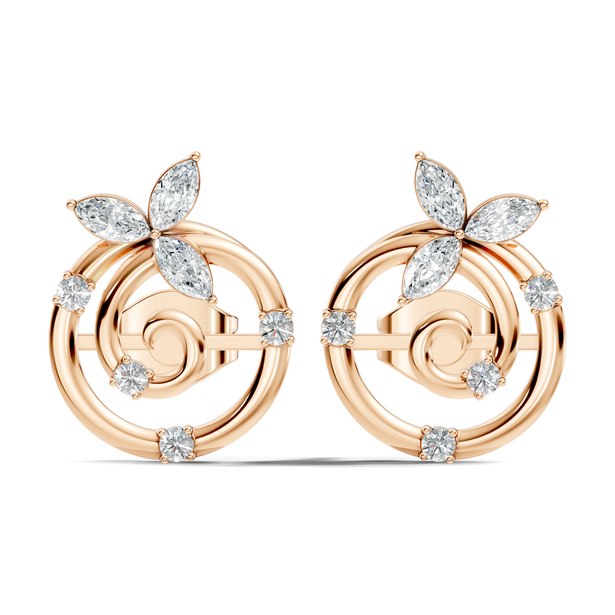 Marquise-Cut Lab-grown Diamond Studs in 14K White Gold