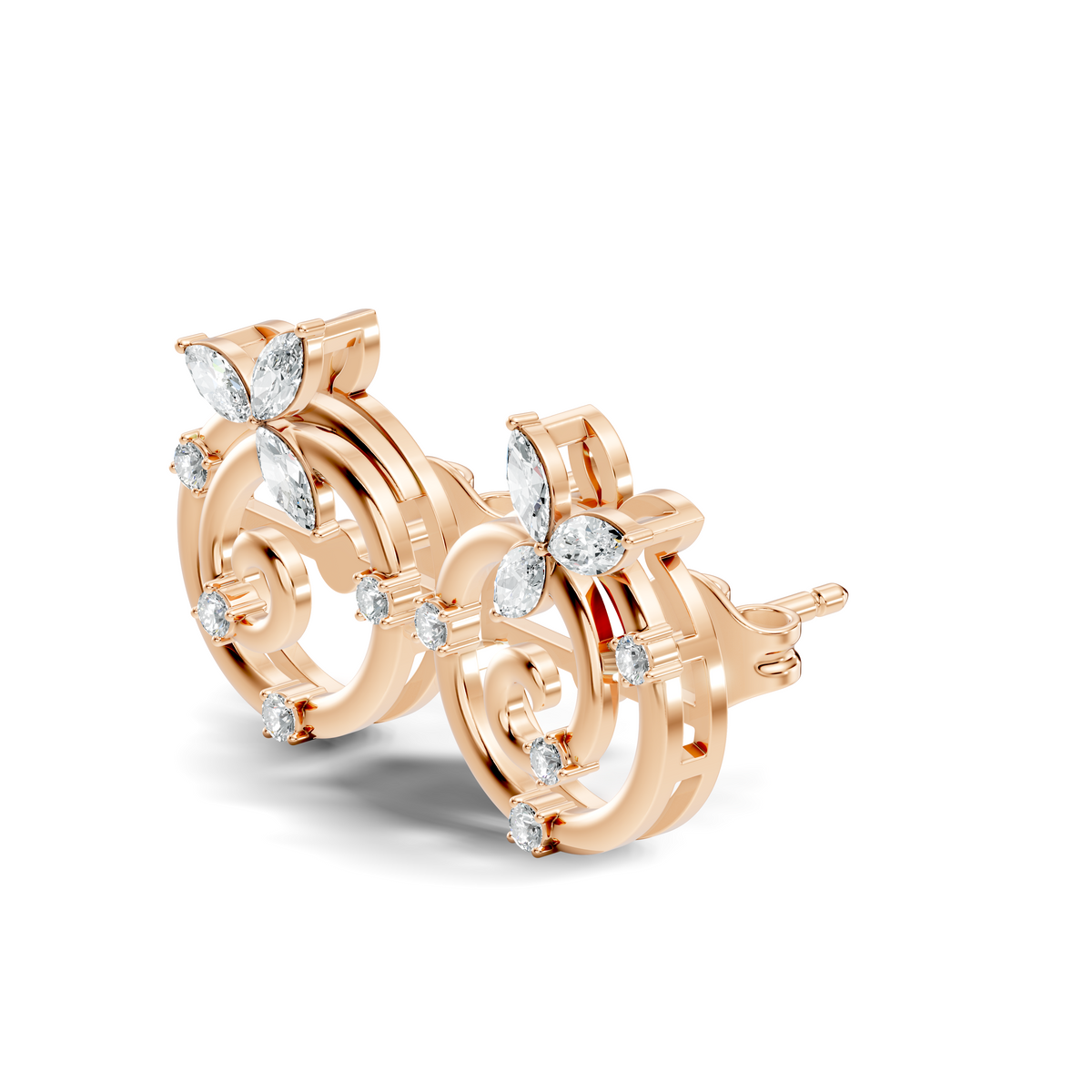 Marquise-Cut Lab-grown Diamond Studs in 14K White Gold