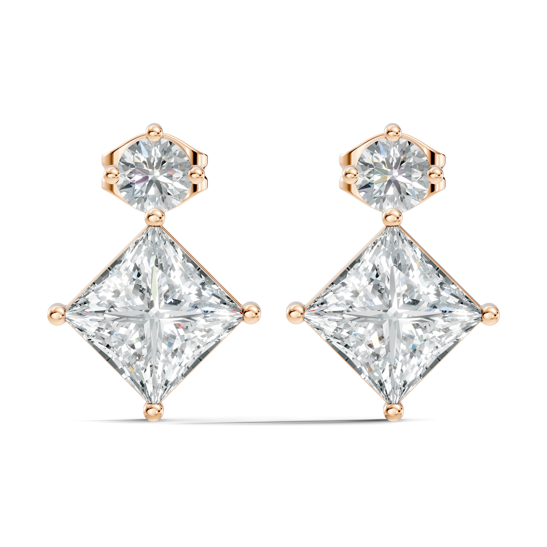 Emerald-Cut Lab-grown Diamond Hoop Earrings in 14K Yellow Gold