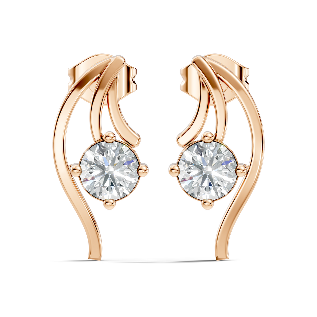Marquise-Cut Lab-grown Diamond Solitaire Earrings in 14K Gold