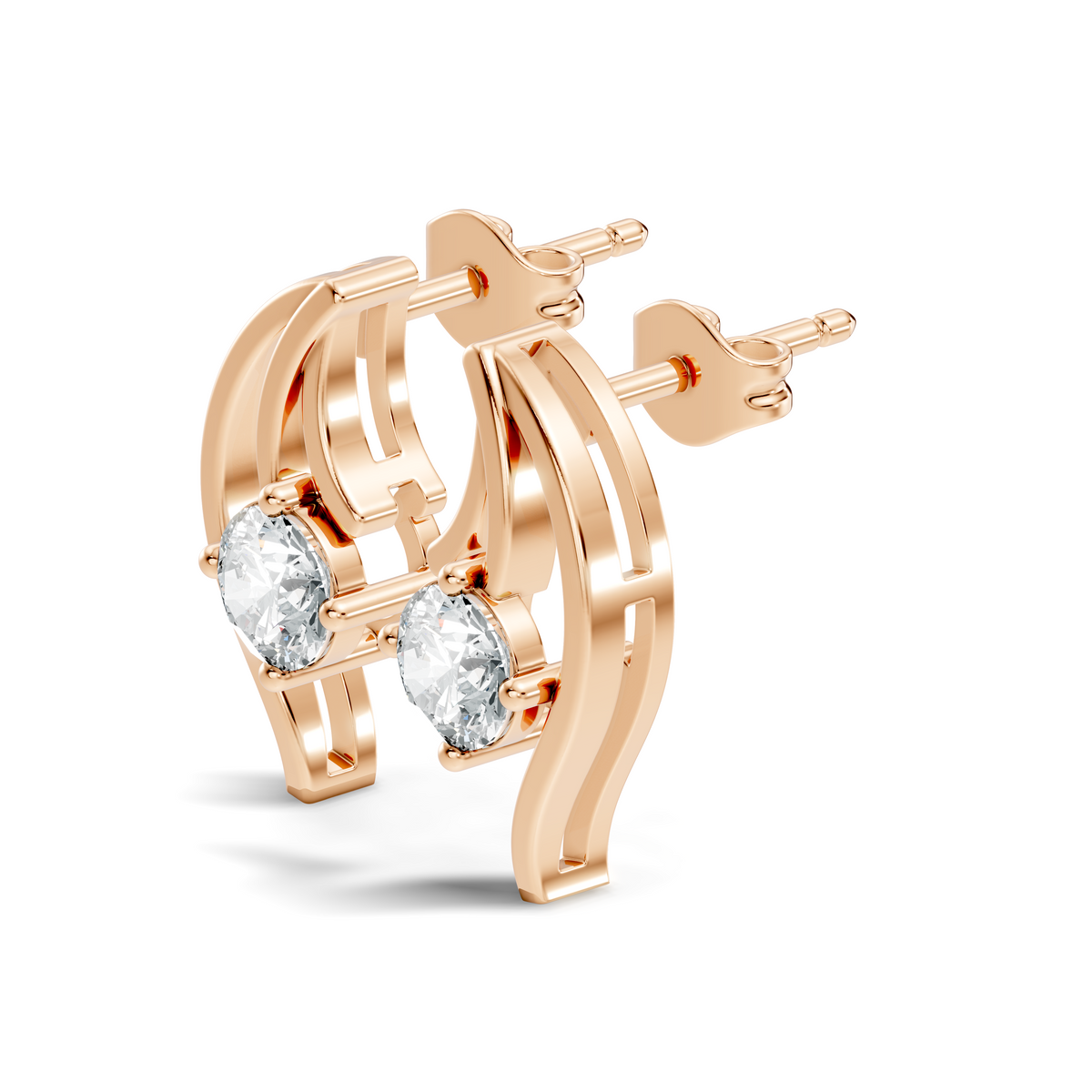 Marquise-Cut Lab-grown Diamond Solitaire Earrings in 14K Gold