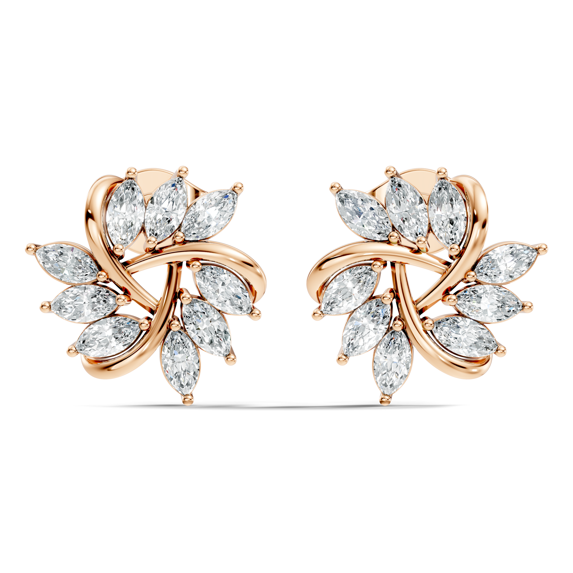 Marquise-Cut Lab-grown Diamond Solitaire Earrings in 14K Gold