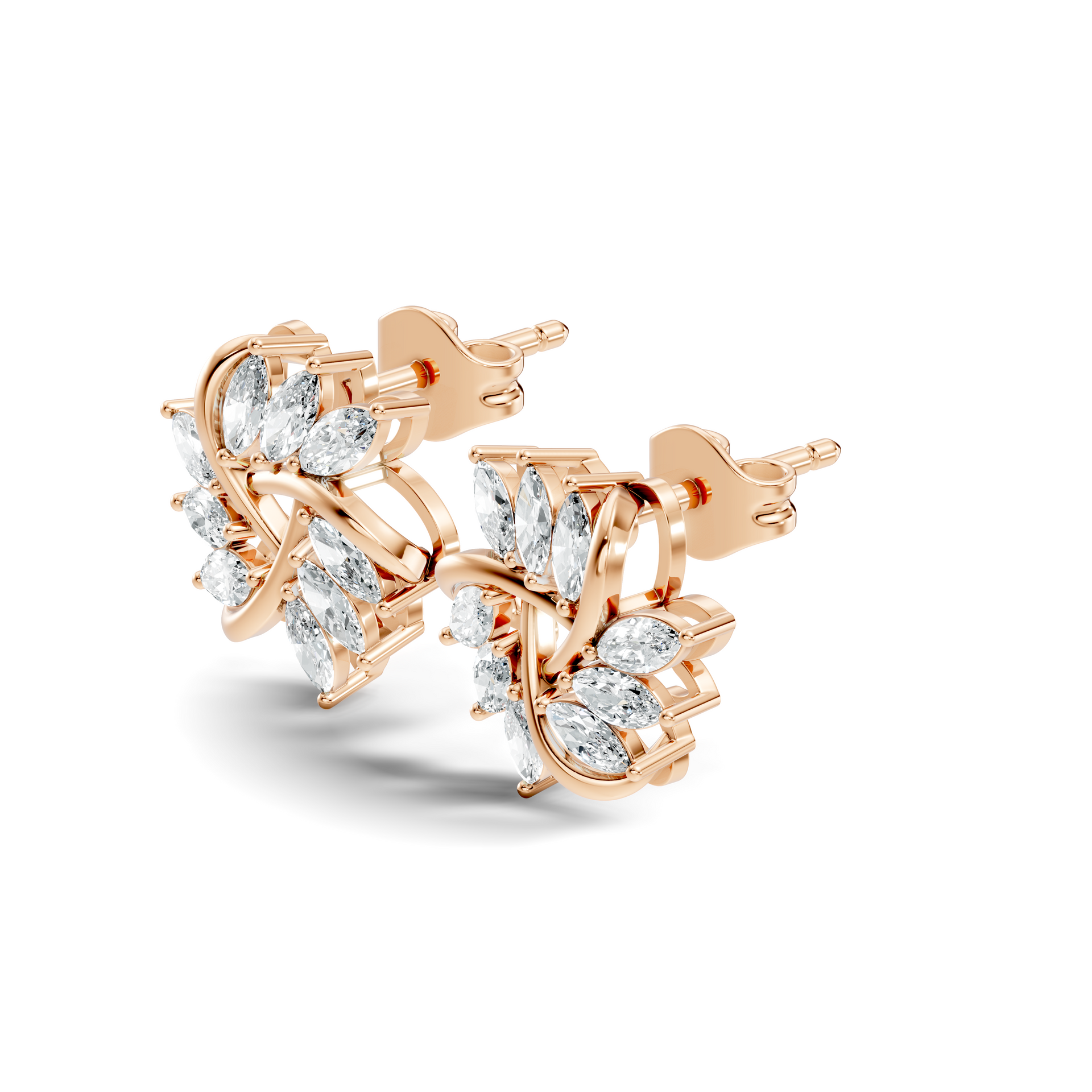 Marquise-Cut Lab-grown Diamond Solitaire Earrings in 14K Gold