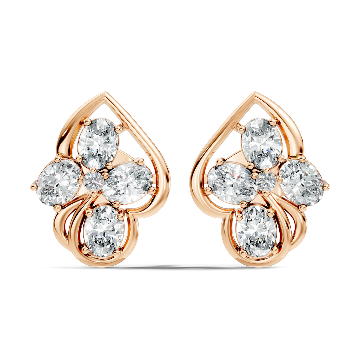 Marquise-Cut Lab-grown and Natural Diamond Vintage Earrings in 10K Yellow Gold