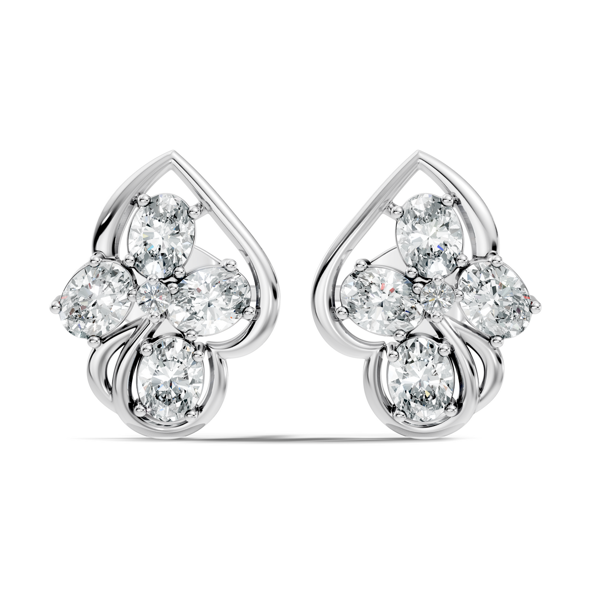 Marquise-Cut Lab-grown and Natural Diamond Vintage Earrings in 10K Yellow Gold