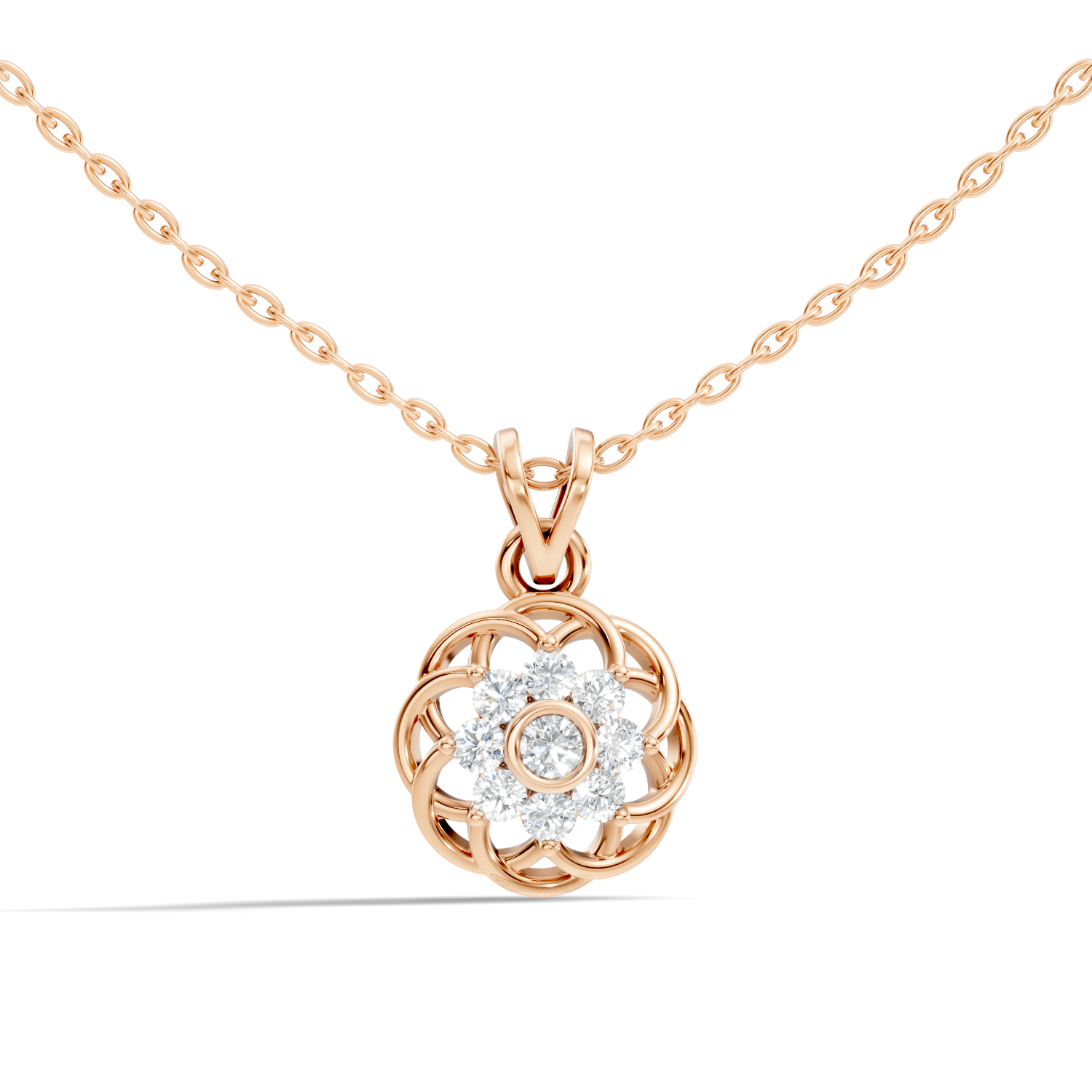 Marquise-Cut Lab-grown Diamond Pendant in 10K Rose Gold