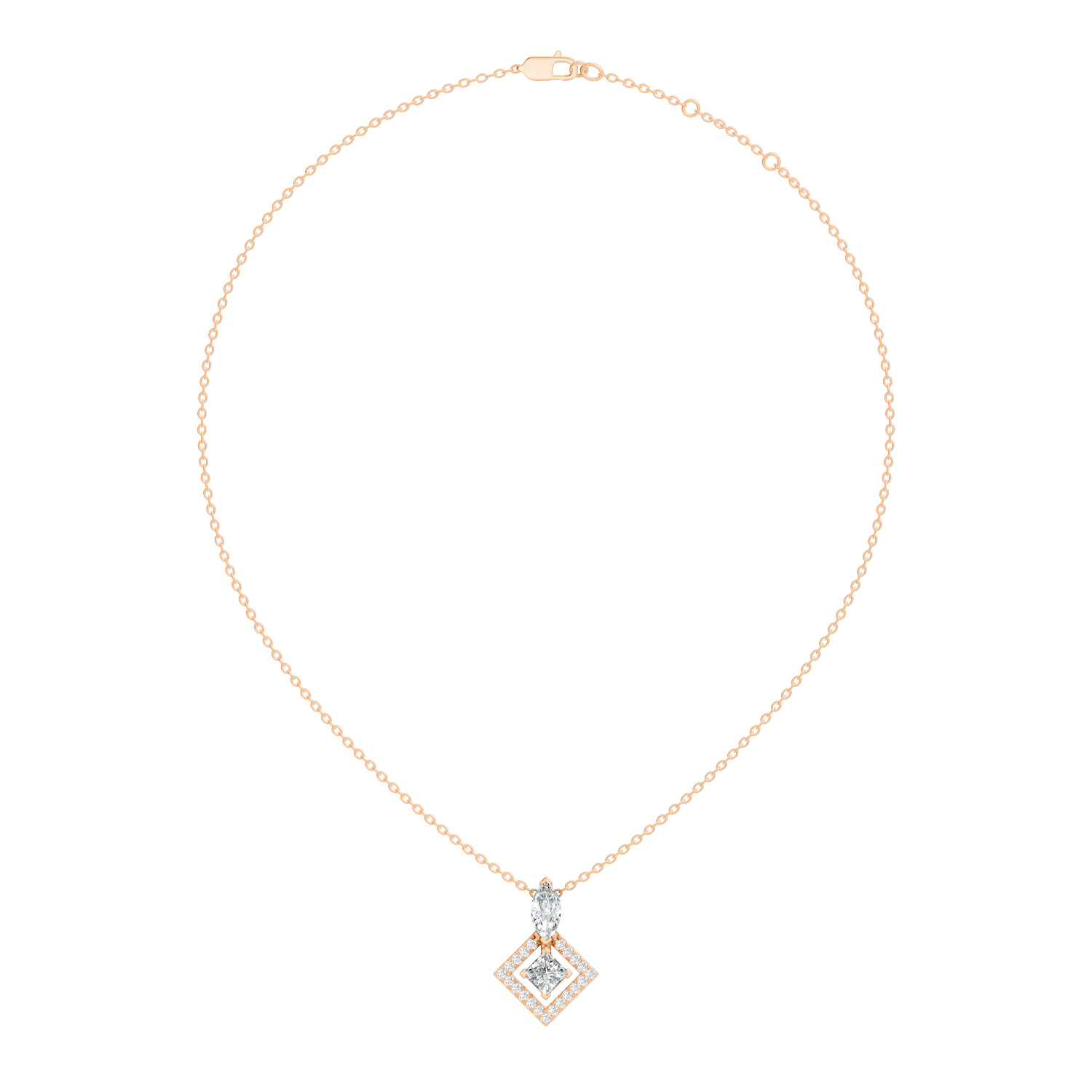 Marquise-Cut Lab-grown Diamond Halo Pendant in 10K White Gold