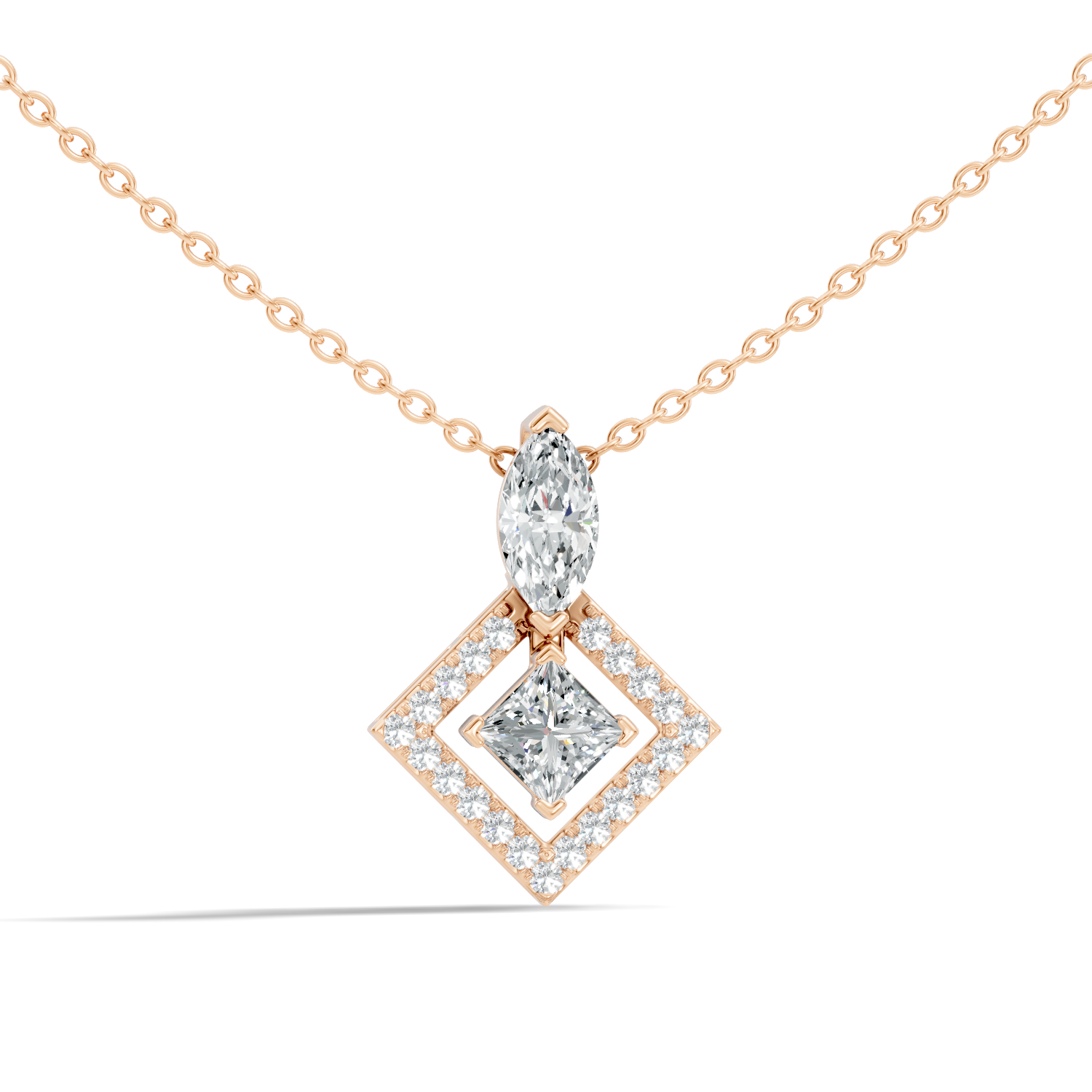 Marquise-Cut Lab-grown Diamond Halo Pendant in 10K White Gold