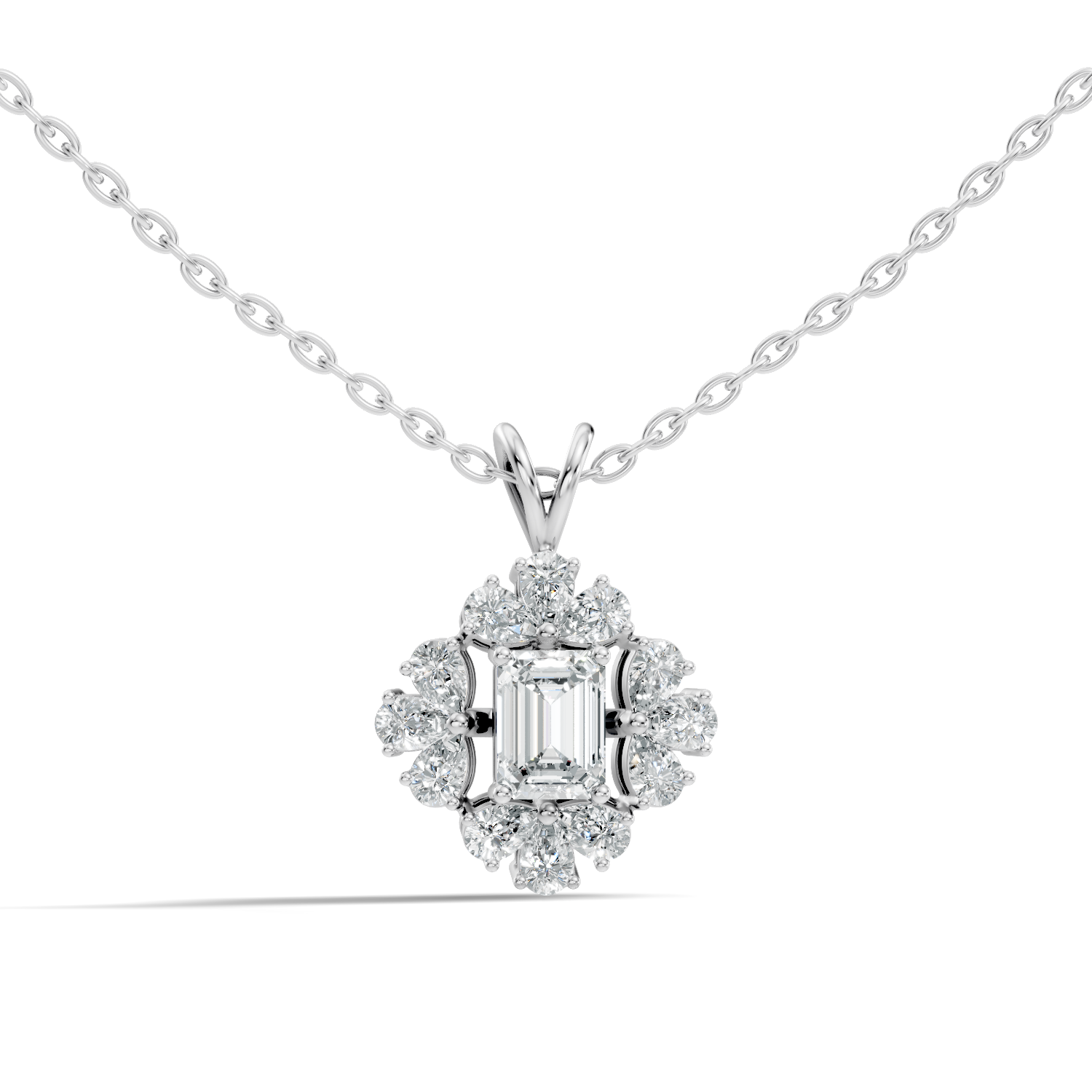 Heart-Cut Lab-grown Diamond Vintage Pendant in 10K White Gold