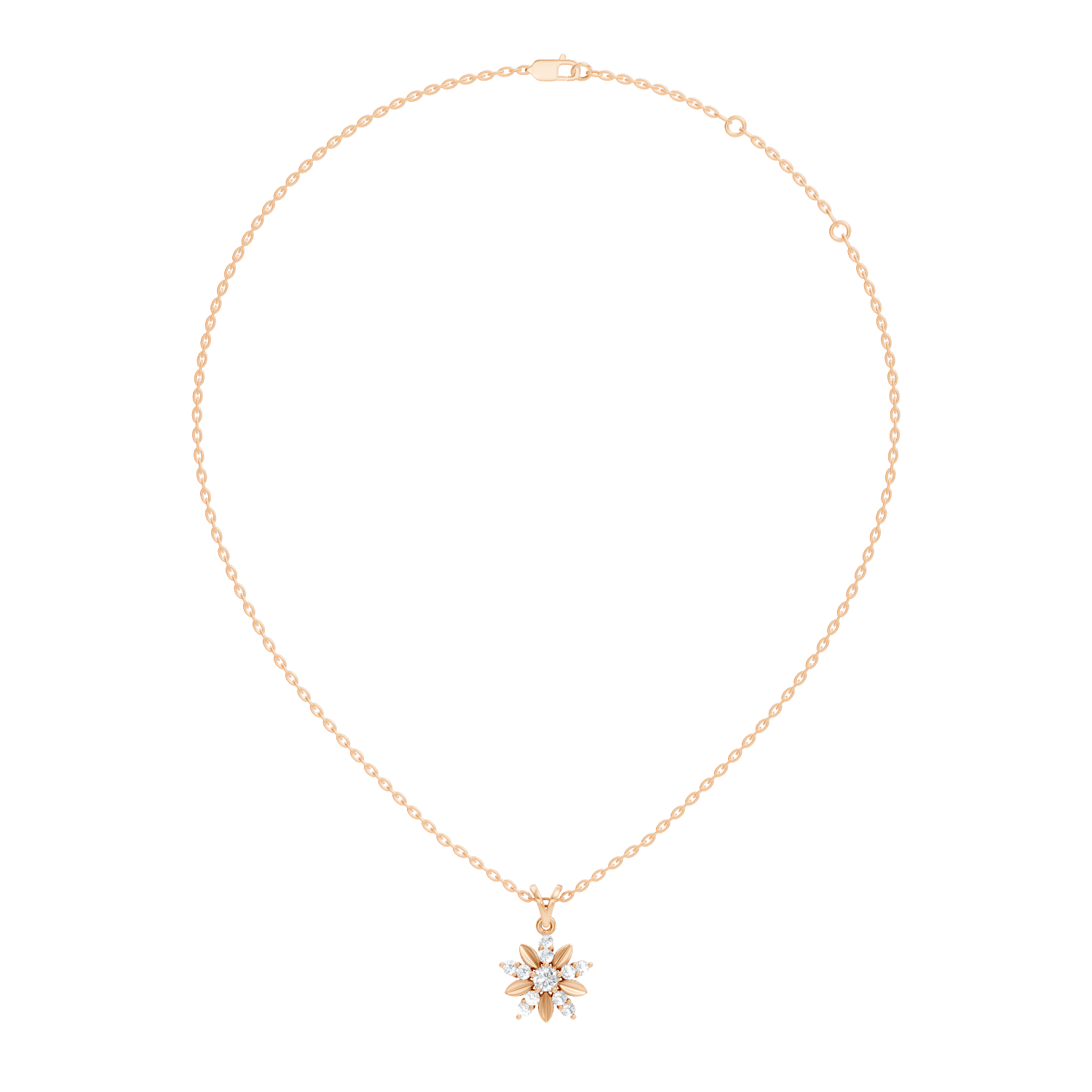 Marquise-Cut Lab-grown Diamond Vintage Necklace in 14K Gold
