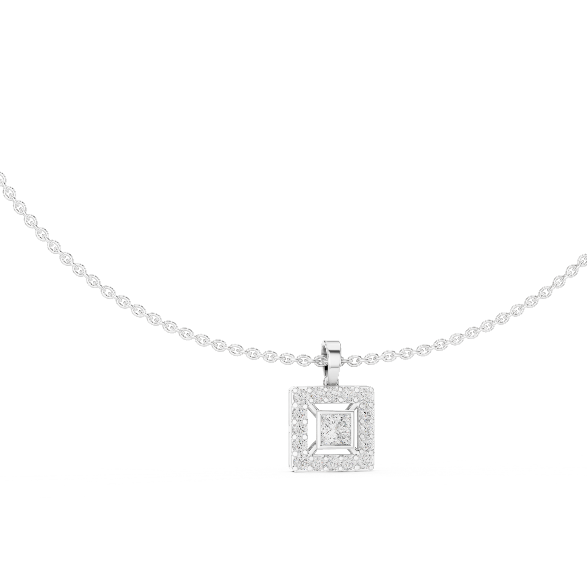 Round-Cut Lab-grown Diamond Solitaire Necklace in 10K White Gold