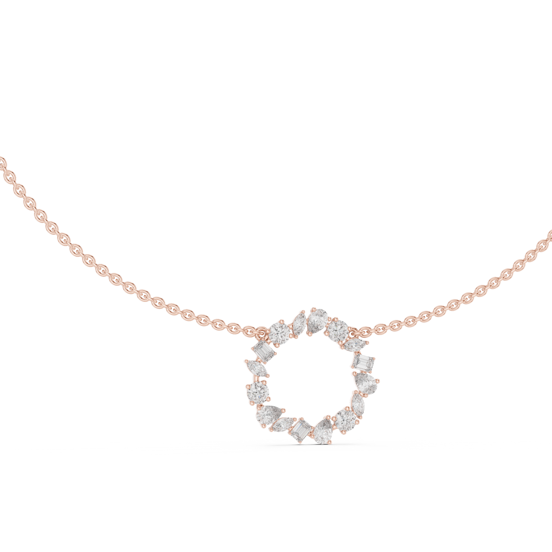 Round-Cut Lab-grown and Natural Diamond Necklace in 10K Rose Gold