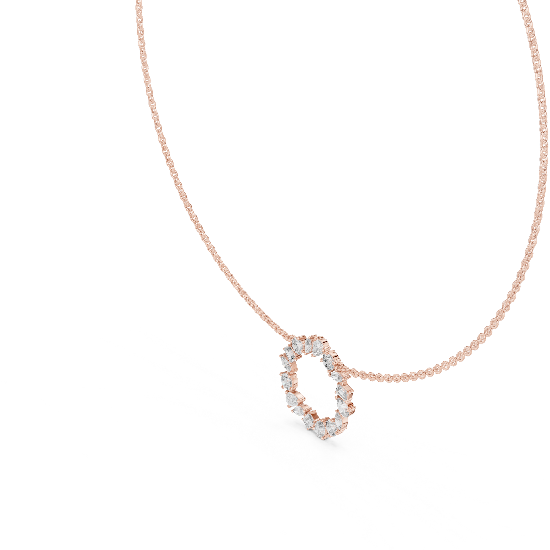 Round-Cut Lab-grown and Natural Diamond Necklace in 10K Rose Gold