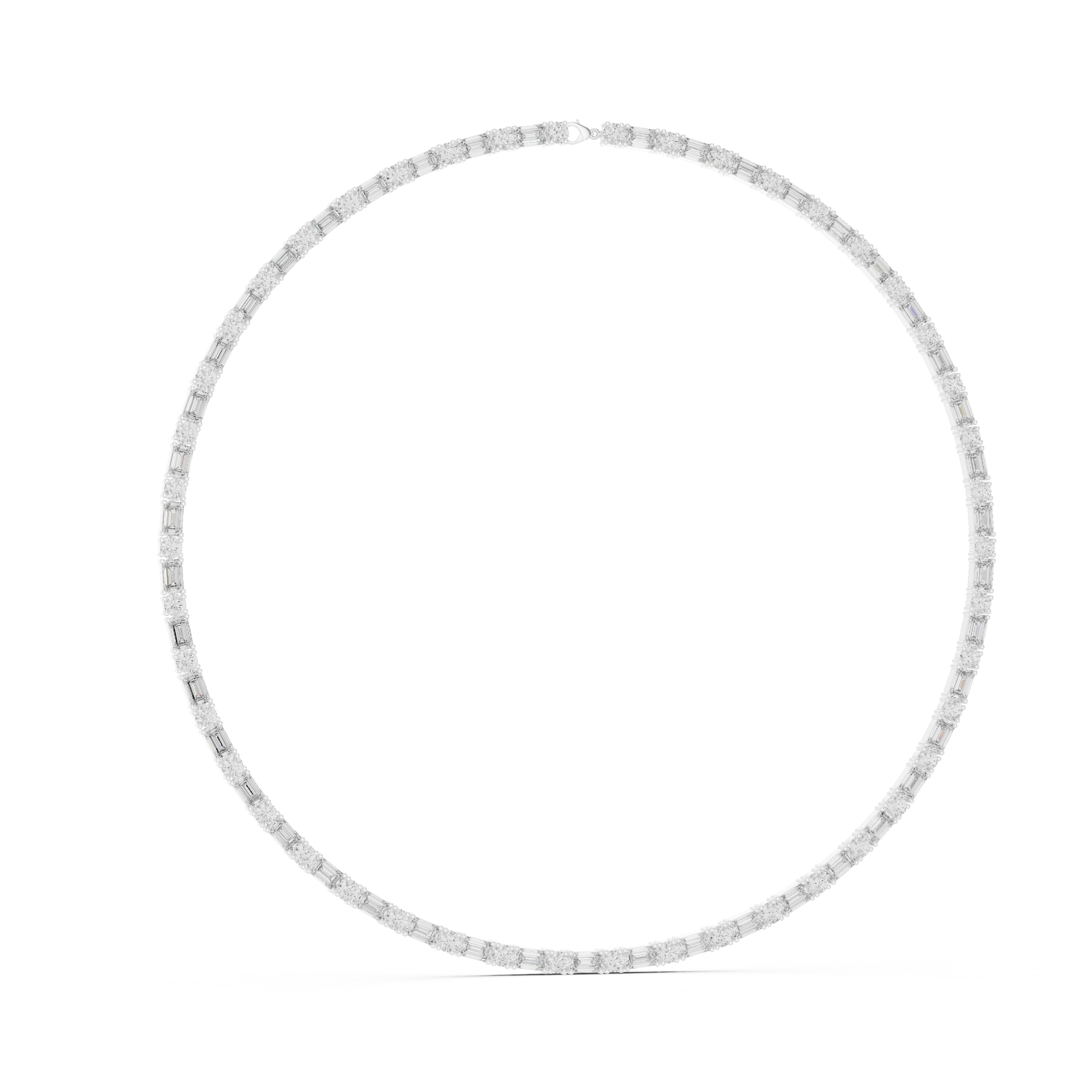 19.47Ct Round-Cut Lab-grown Diamond Vintage Necklace in 10K White Gold