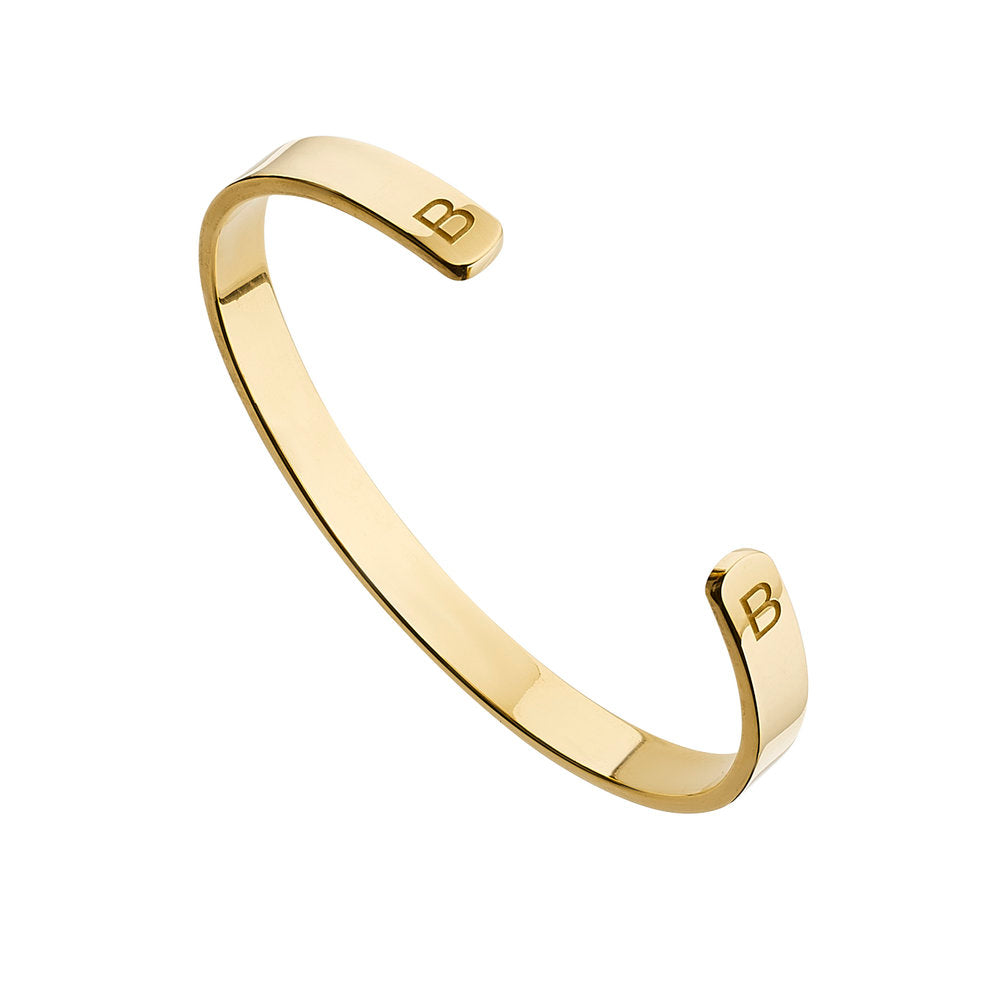 Gold Thick Engraved Bangle