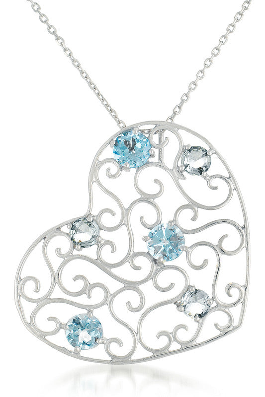 Provence Blue Topaz Heart Necklace