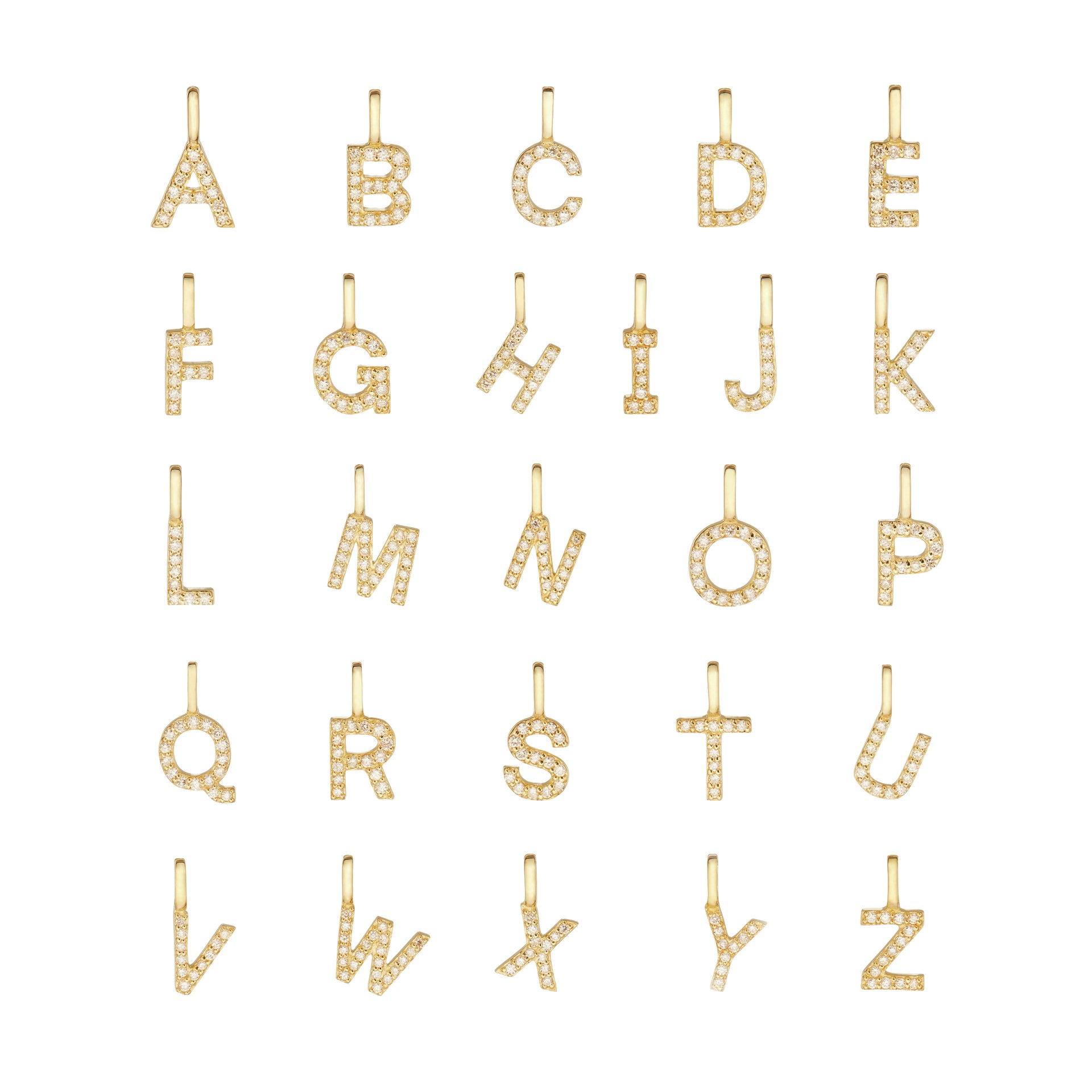 Solid Gold Genuine Diamond Individual Initial Charm